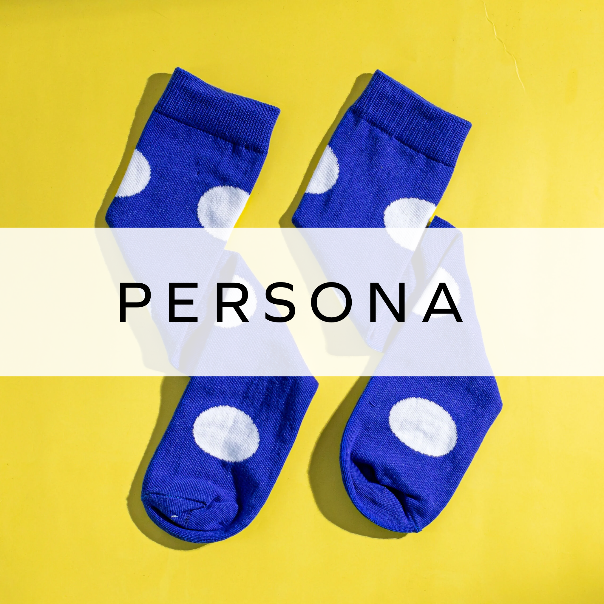 Blue socks with white polka dots.