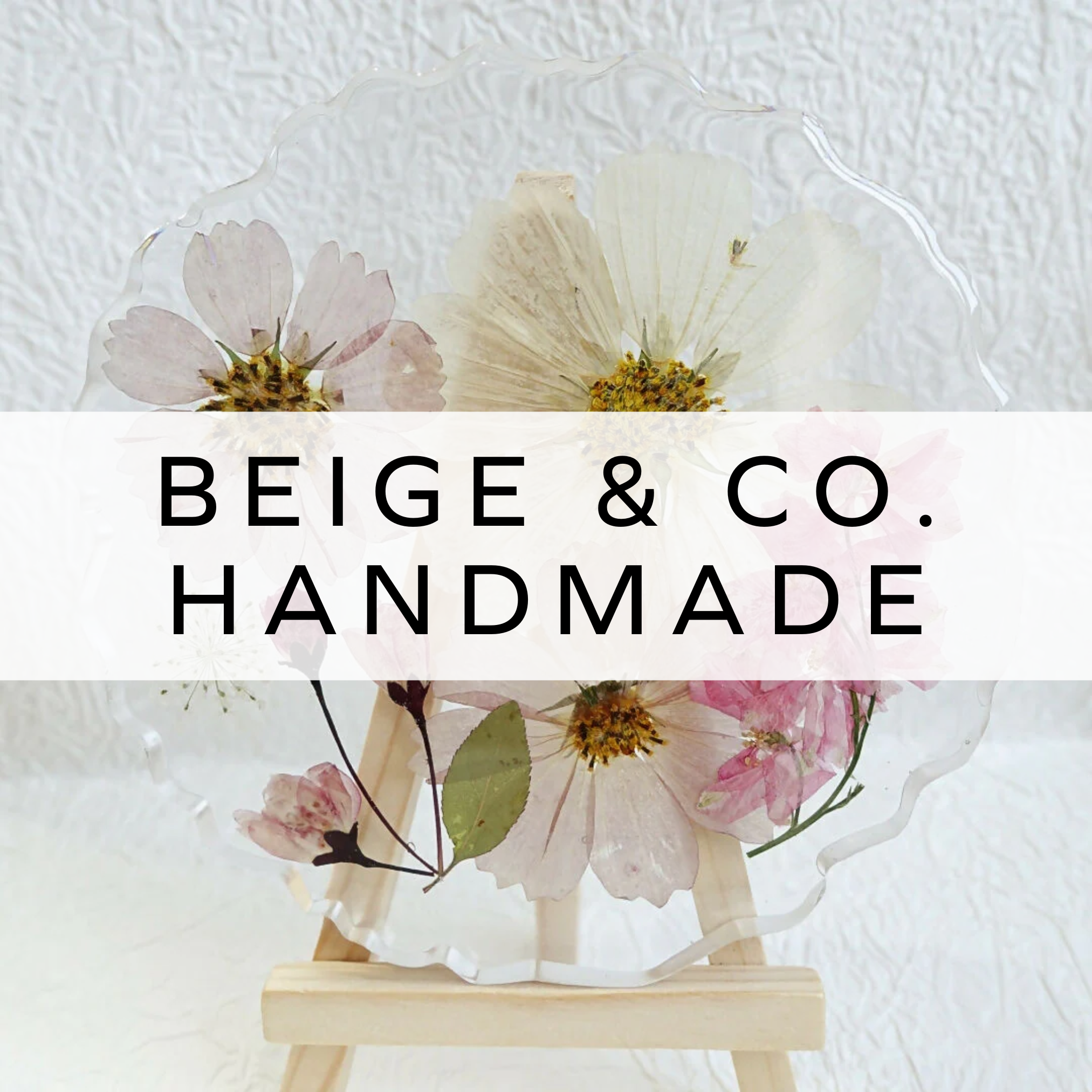 Pressed flowers in resin coaster.