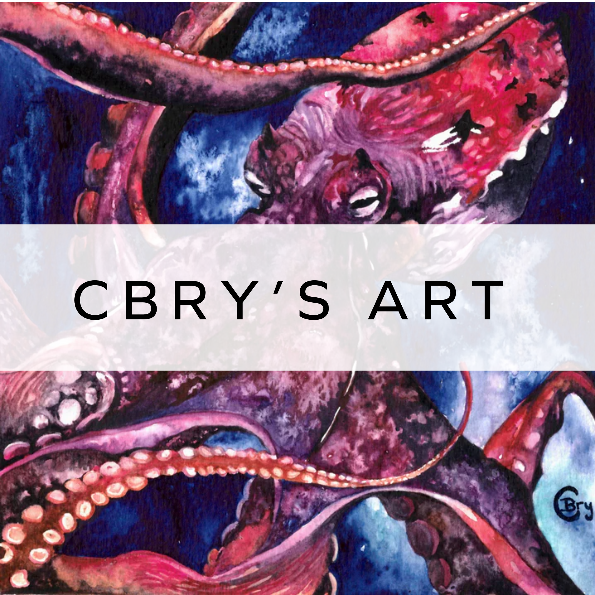 A beautiful watercolour painting of a pink octopus against a sea blue background, showcasing intricate details and fluid brushstrokes inspired by marine life.