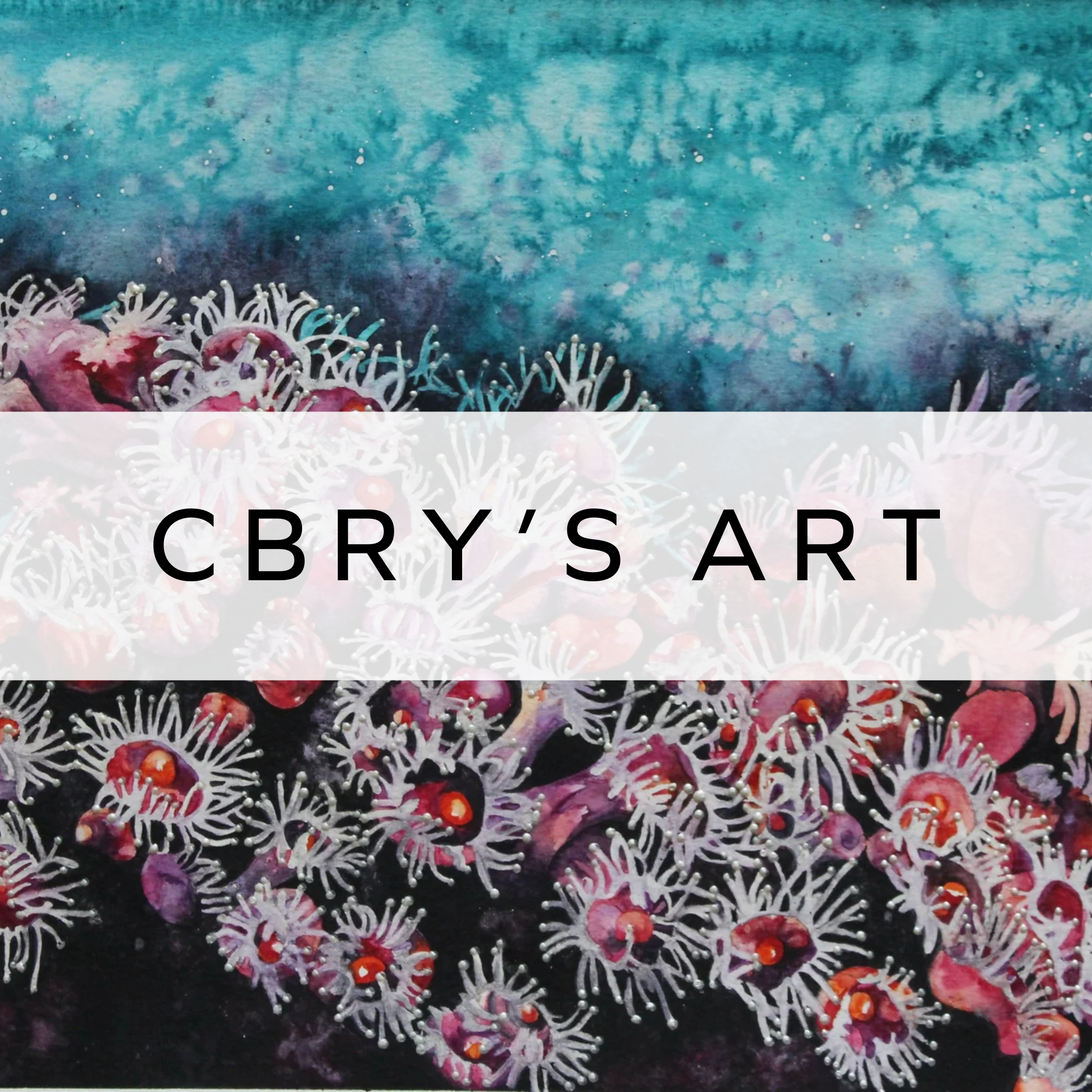 A stunning watercolour painting of underwater coral, featuring vibrant blues and purples, capturing the beauty and depth of marine life in a fluid, artistic style.