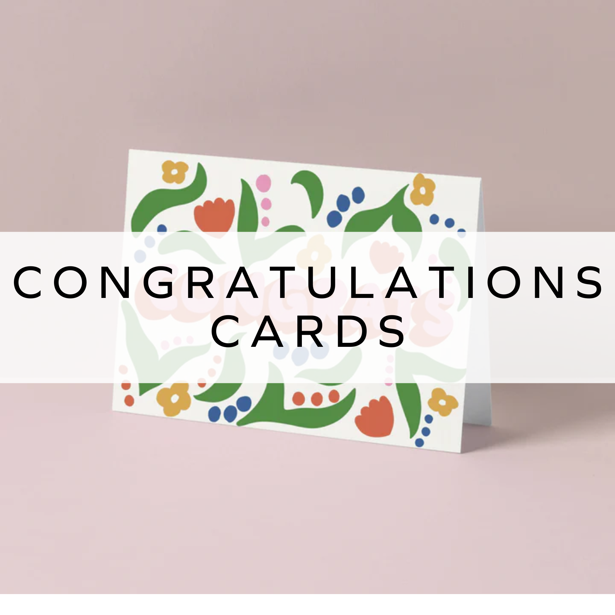 Congratulations card with a bright floral design, featuring vibrant colours and celebratory message.