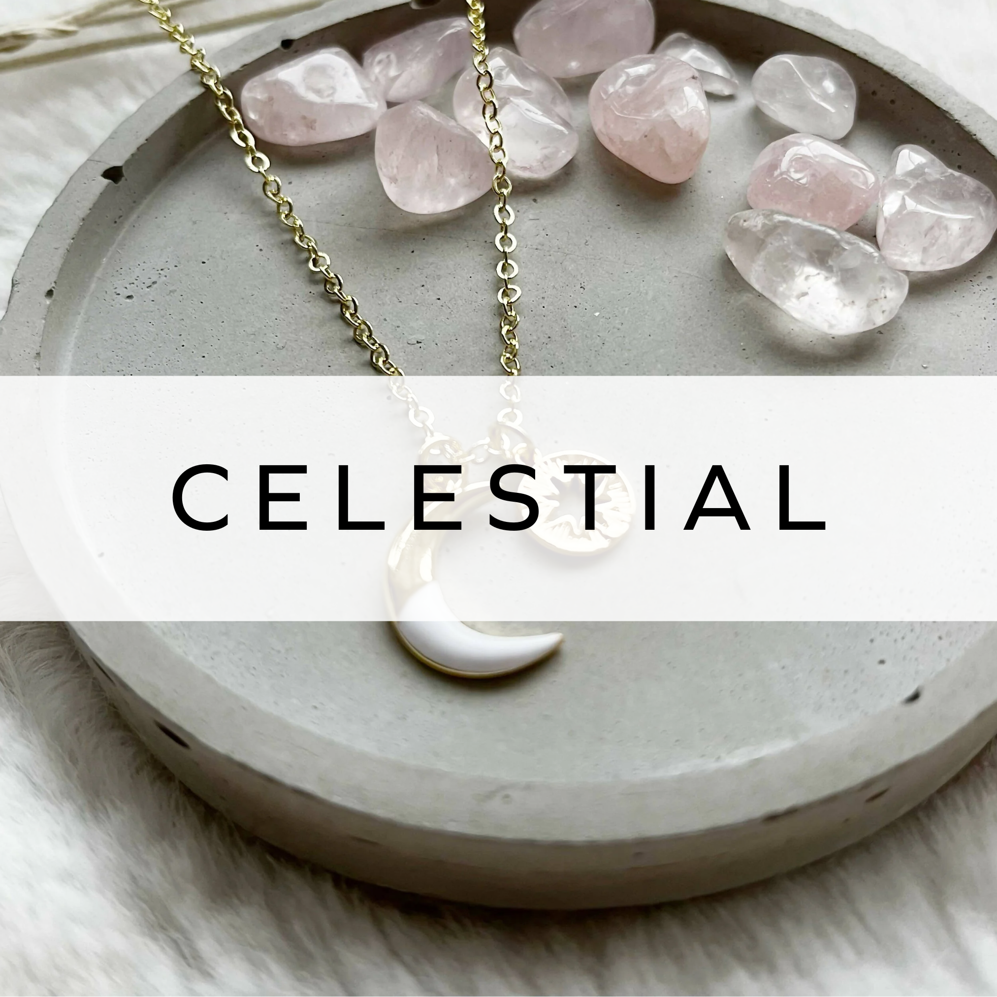Gold necklace with a delicate white moon charm – elegant and celestial accessory.