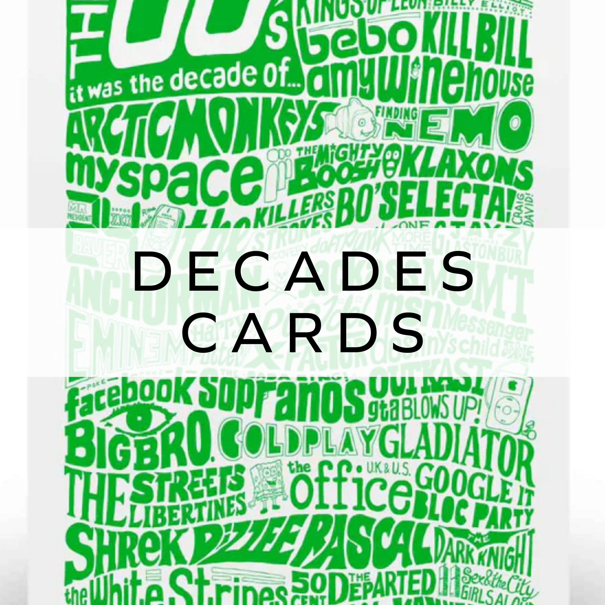 Green 2000s milestone birthday card featuring vibrant retro design and iconic elements from the decade.