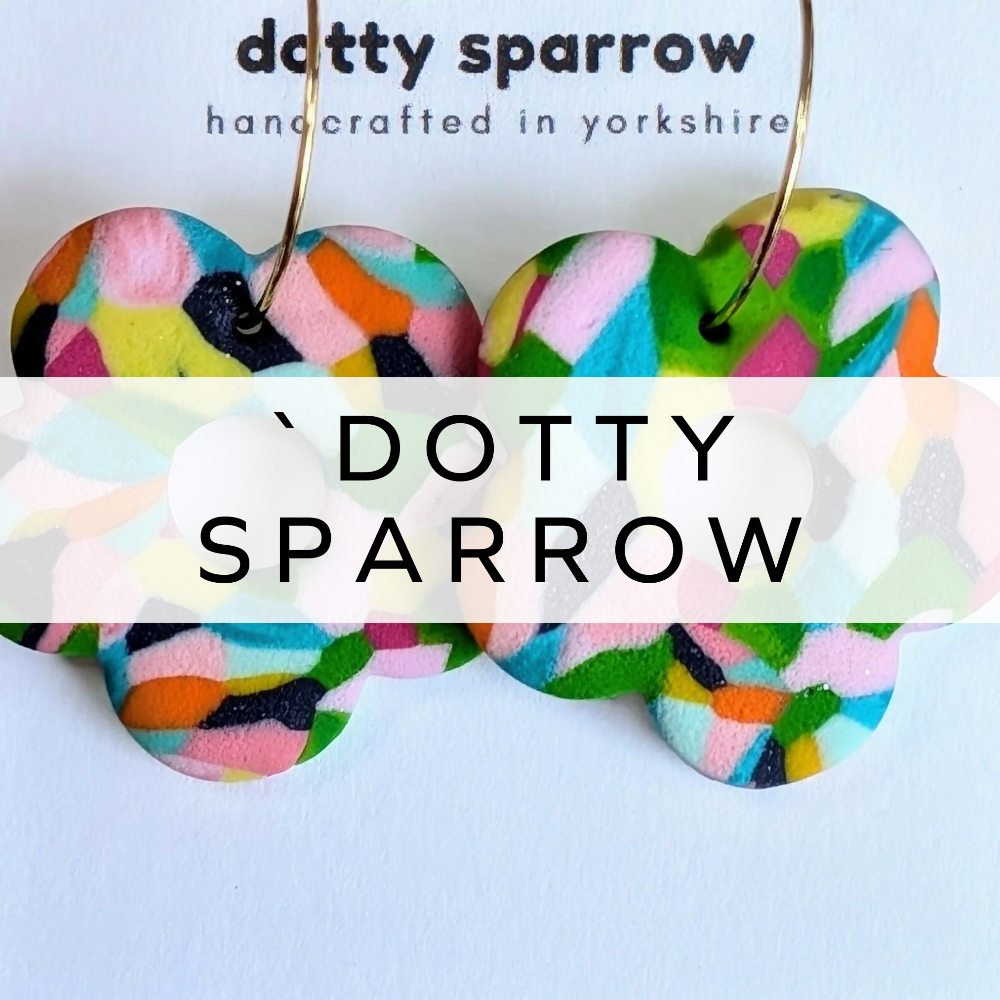 multicoloured flower earrings.