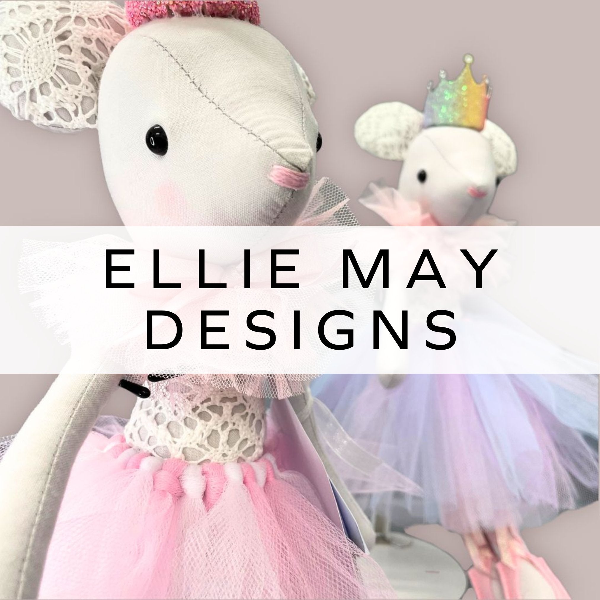 Two handcrafted soft toy mice dressed in elegant princess outfits, featuring delicate details and high-quality fabrics—perfect for a charming, whimsical gift.