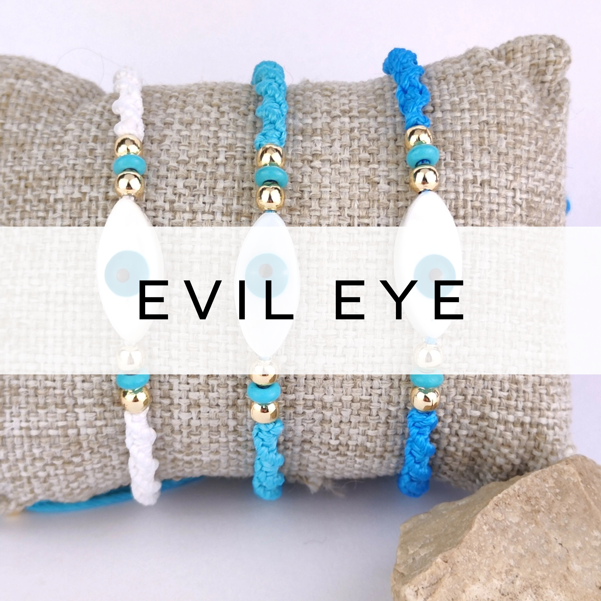 Blue evil eye bracelets with protective charm design – stylish and symbolic accessories.