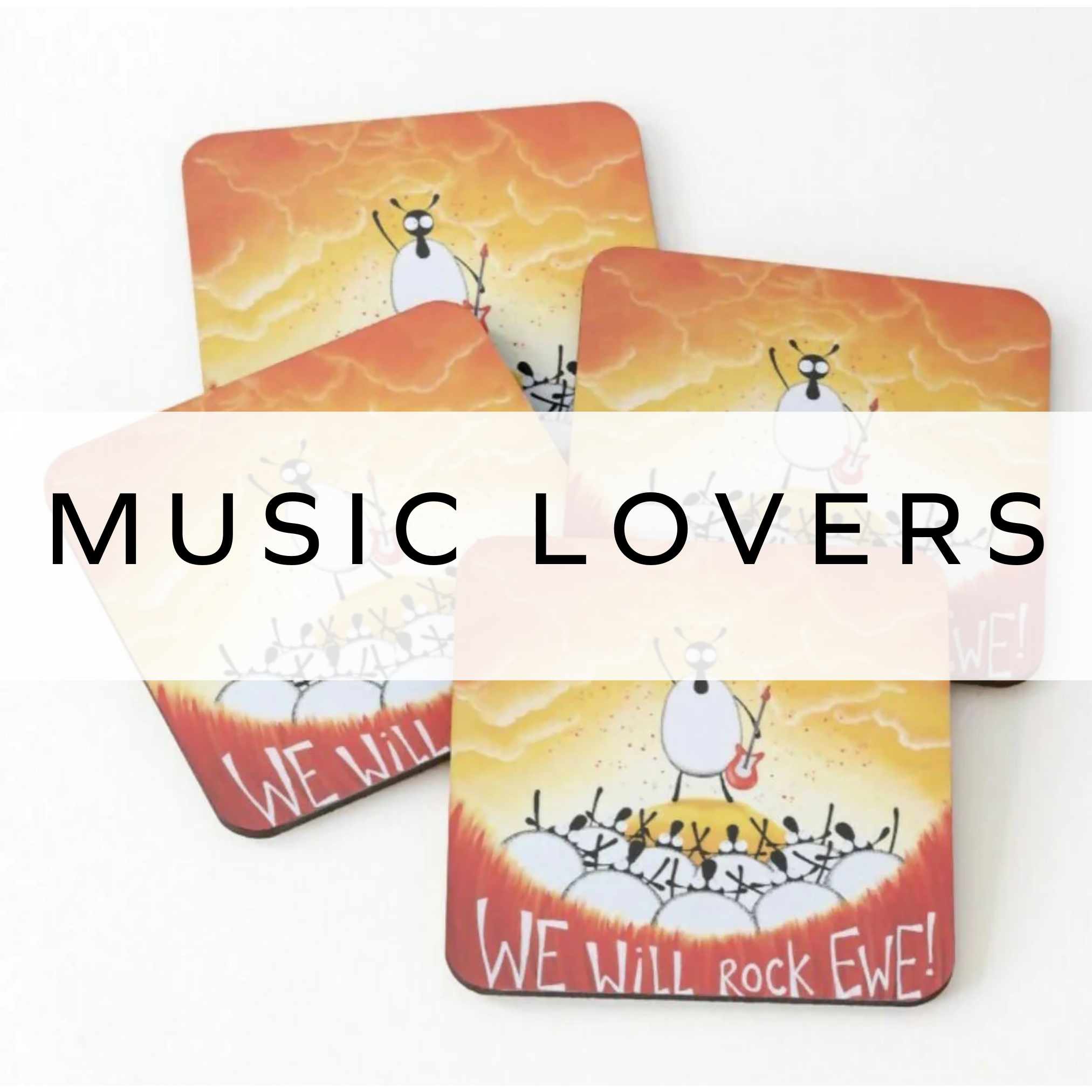 A set of red and orange coasters featuring cute sheep designs, adding a playful and colourful touch to your table or home decor.