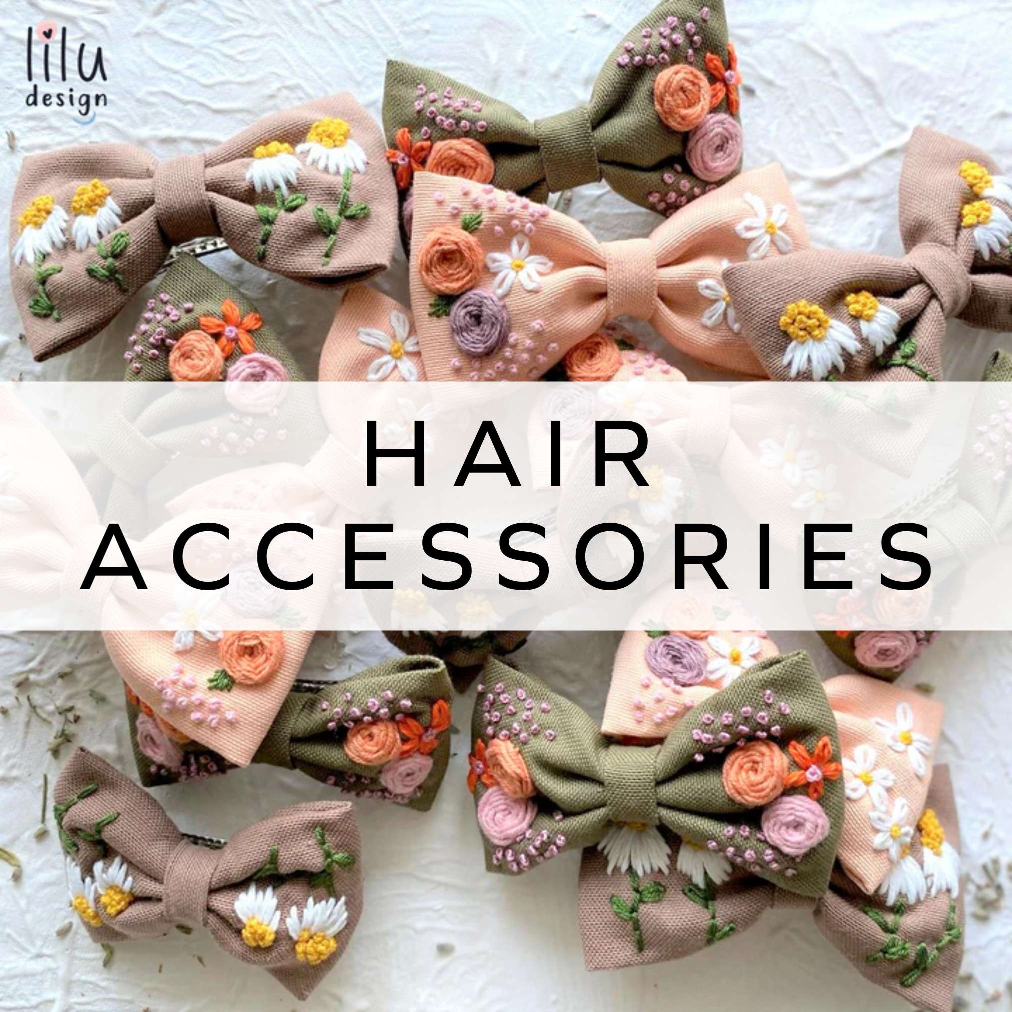 Set of delicate hair bows featuring floral designs, perfect for adding a touch of charm and elegance to any hairstyle.