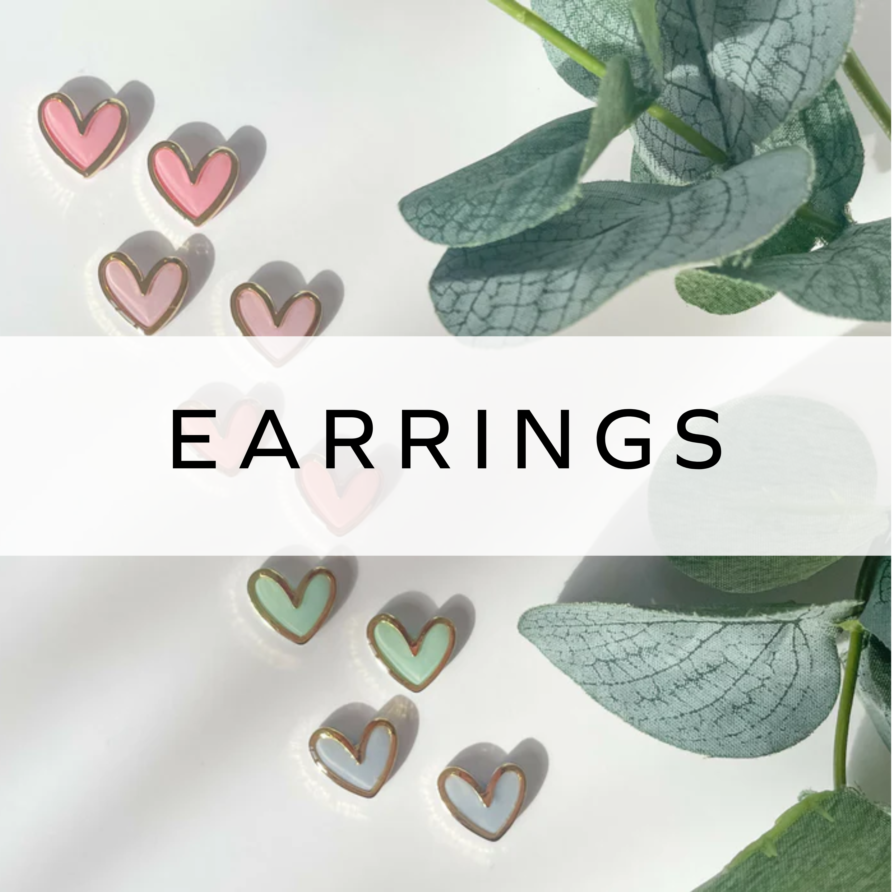 Set of heart-shaped stud earrings in soft pastel colours, perfect for a cute and subtle look.