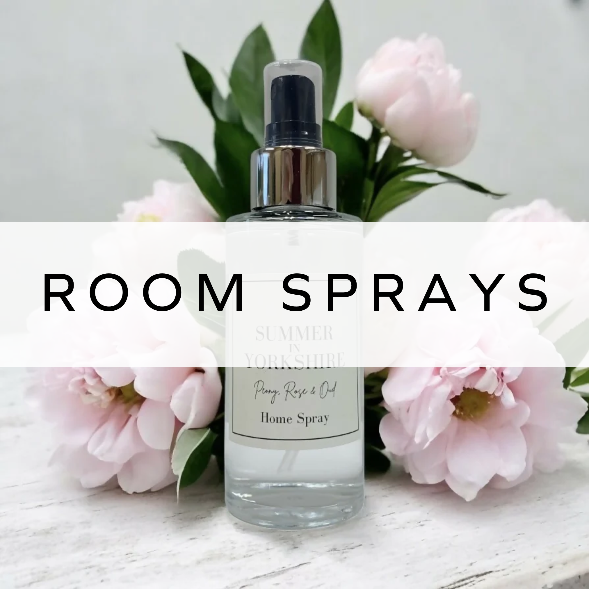 Handcrafted floral room spray with natural essential oils in a glass bottle, designed to refresh and scent your space with a light, botanical fragrance.