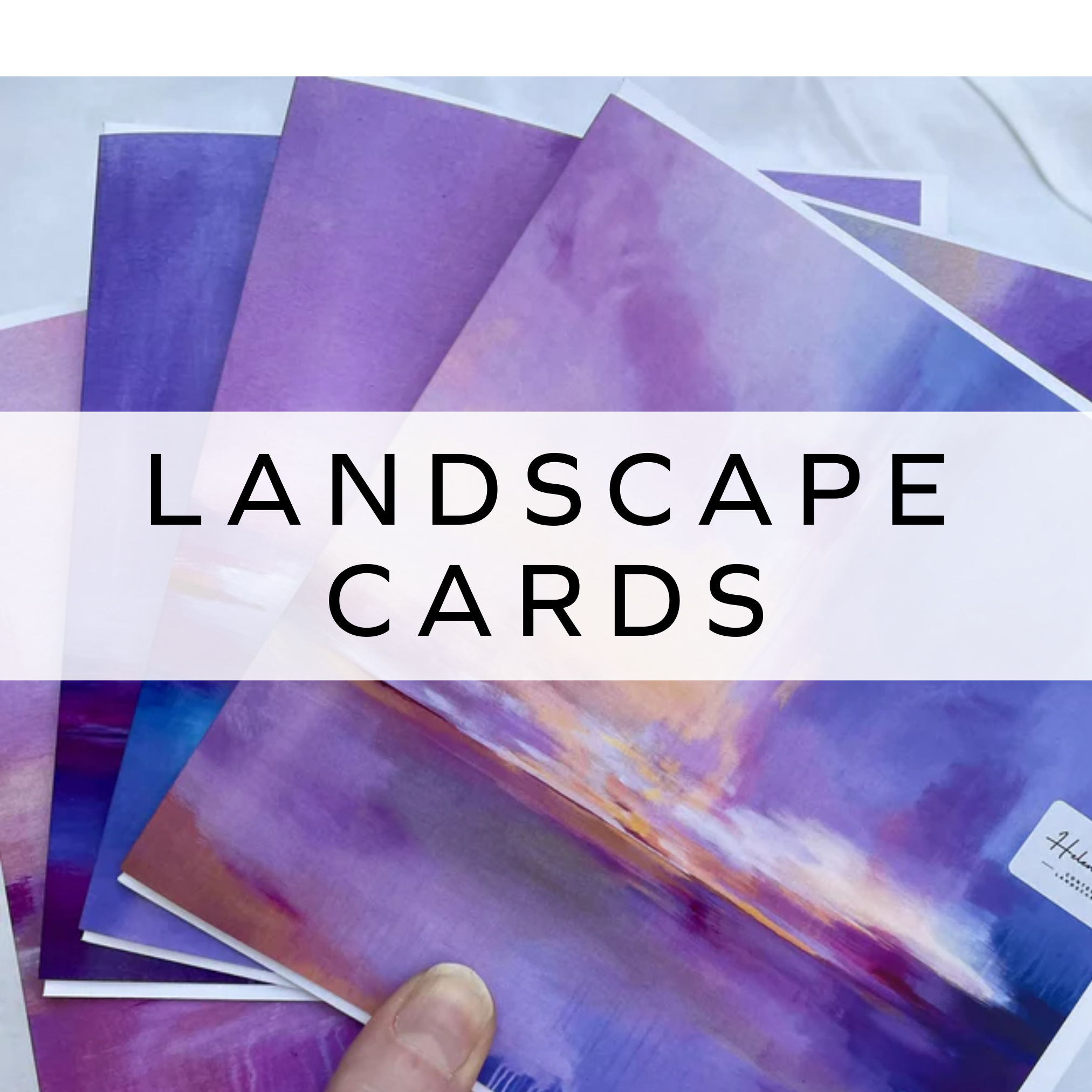 Greeting card featuring a purple abstract sunset design with soft, blended hues inspired by nature.