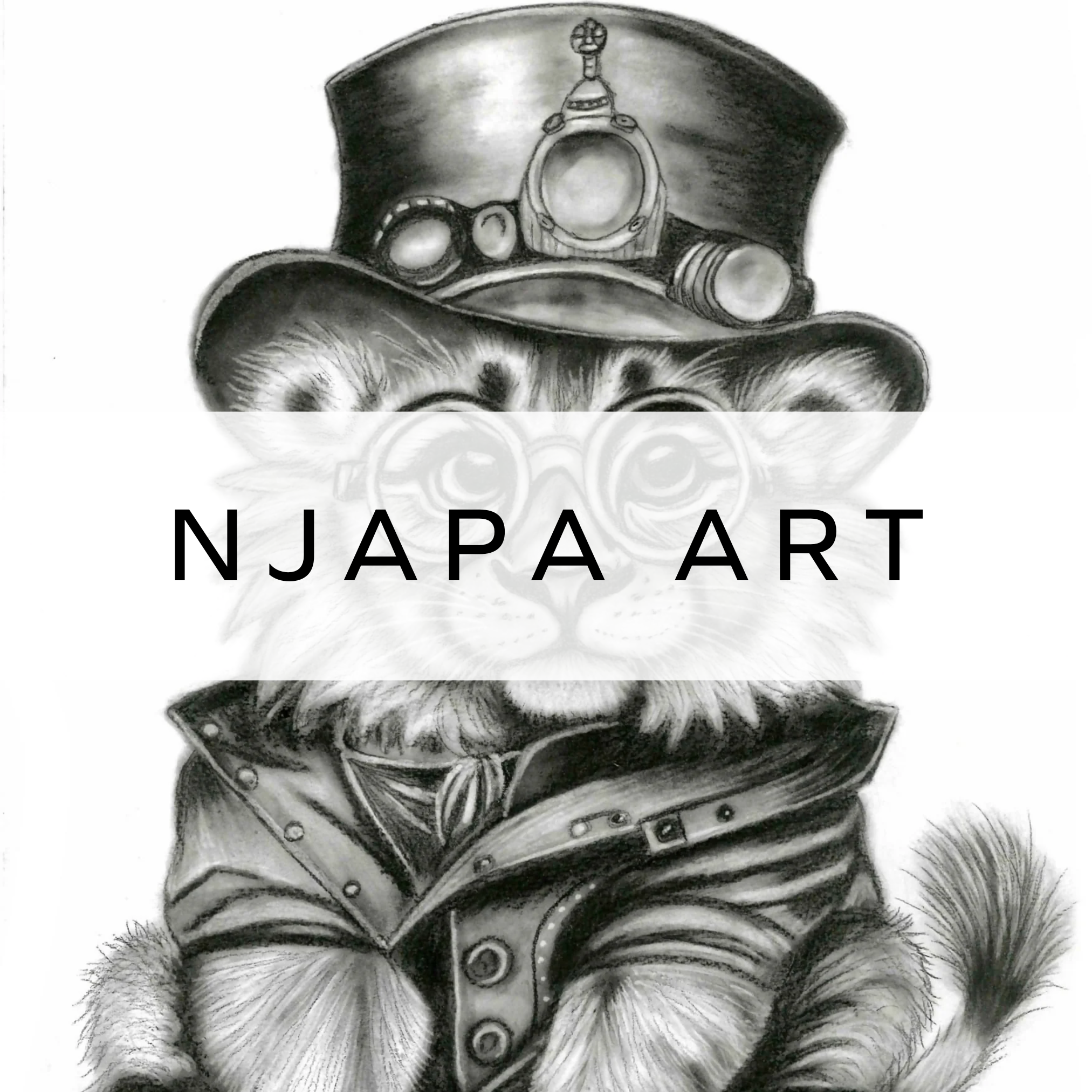 Black and white steampunk lion.