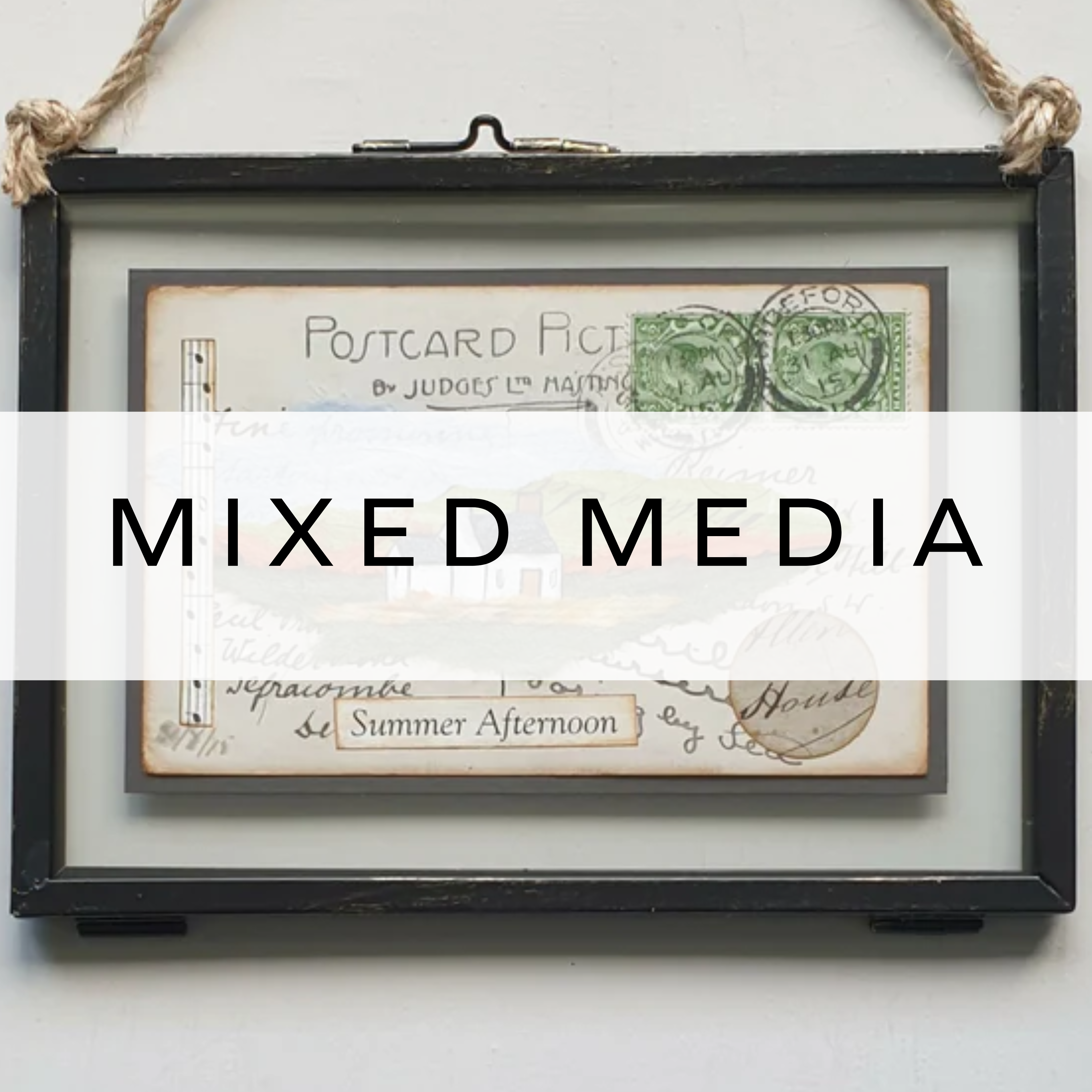 Vintage postcard enhanced with mixed media and original painting, combining nostalgic charm with layered textures and hand-painted artistic details.