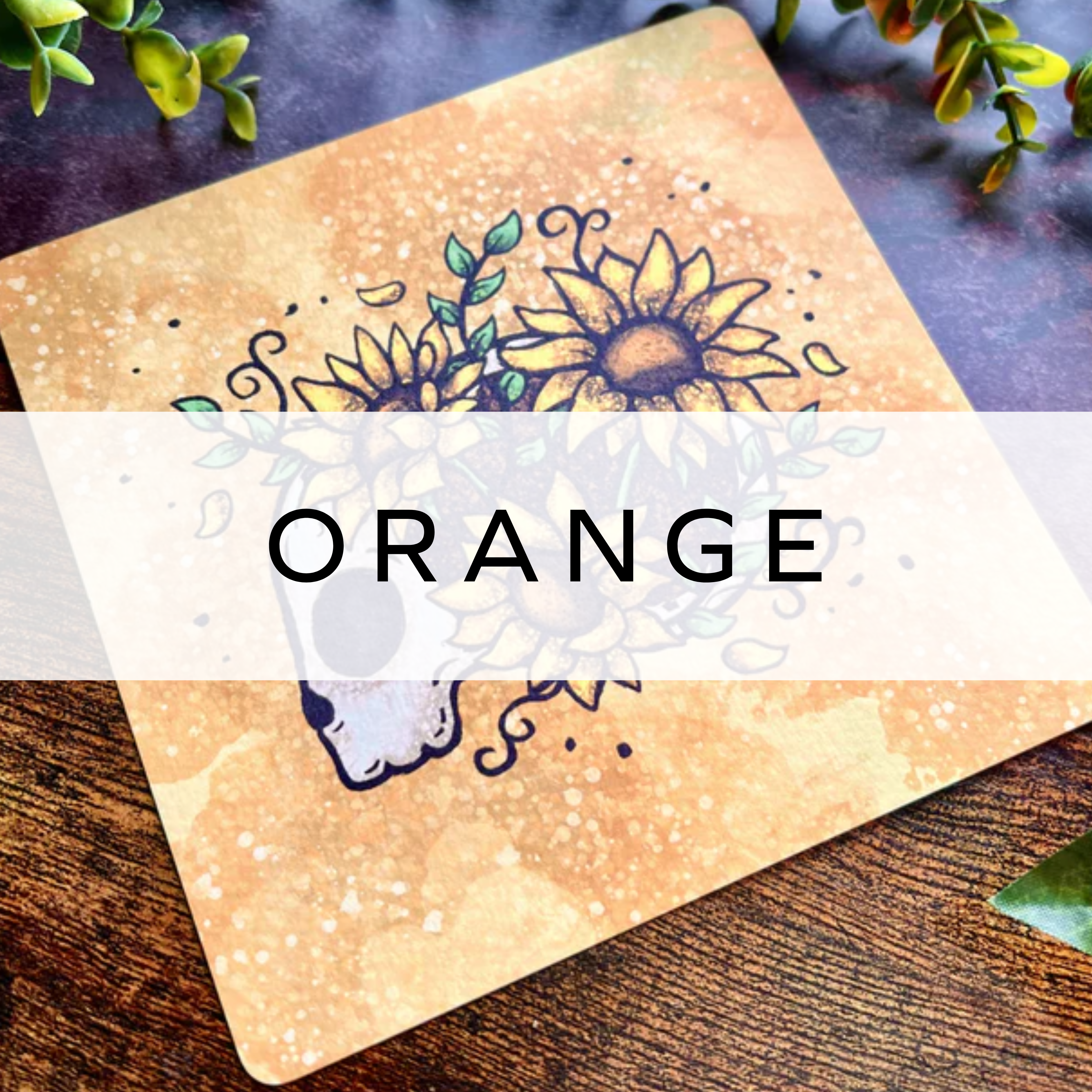 Art print featuring vibrant sunflowers surrounding a detailed human skull, symbolising the contrast between life and mortality in bold, natural tones.