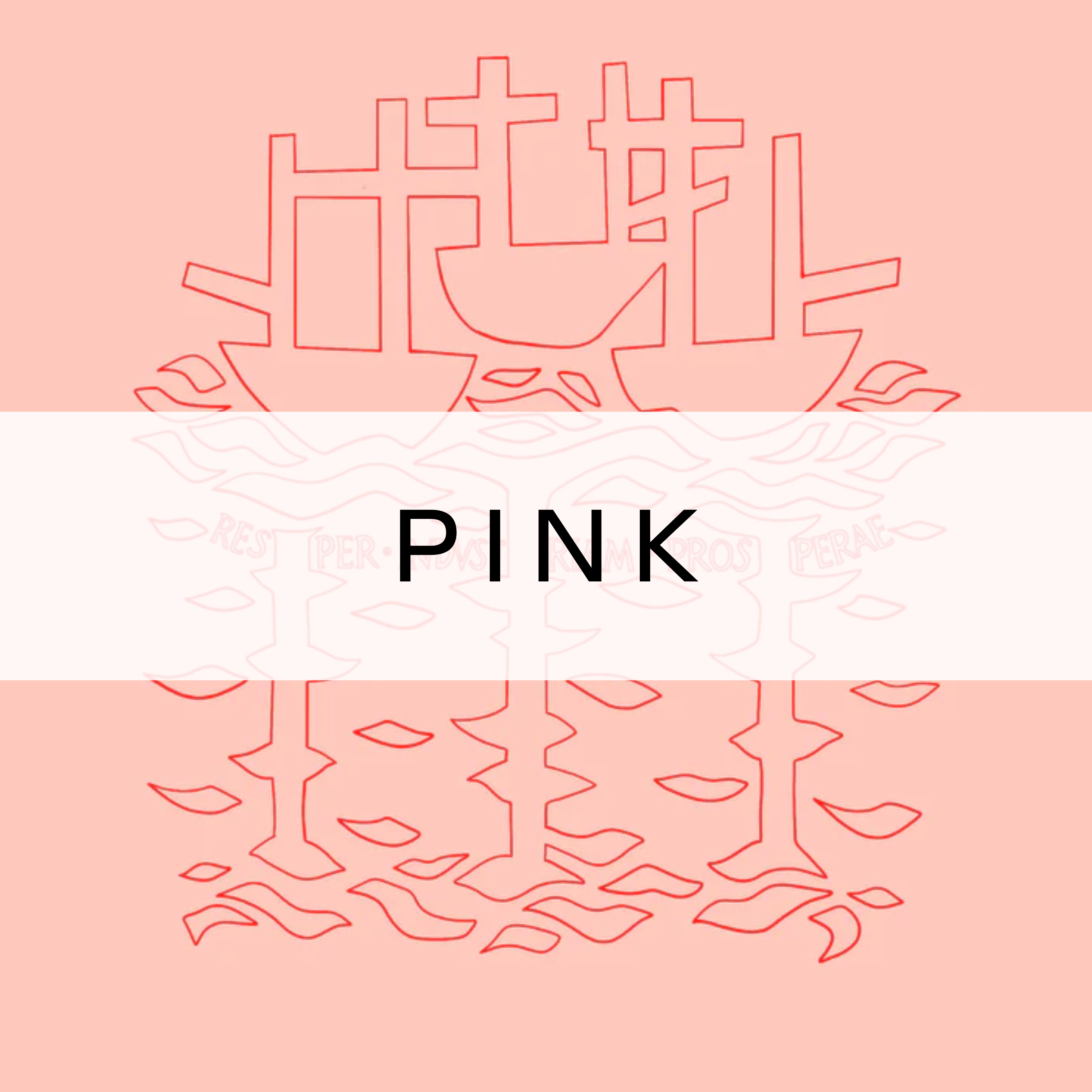Minimalist pink boat outline on a soft pink background, modern nautical wall art with a monochrome aesthetic.