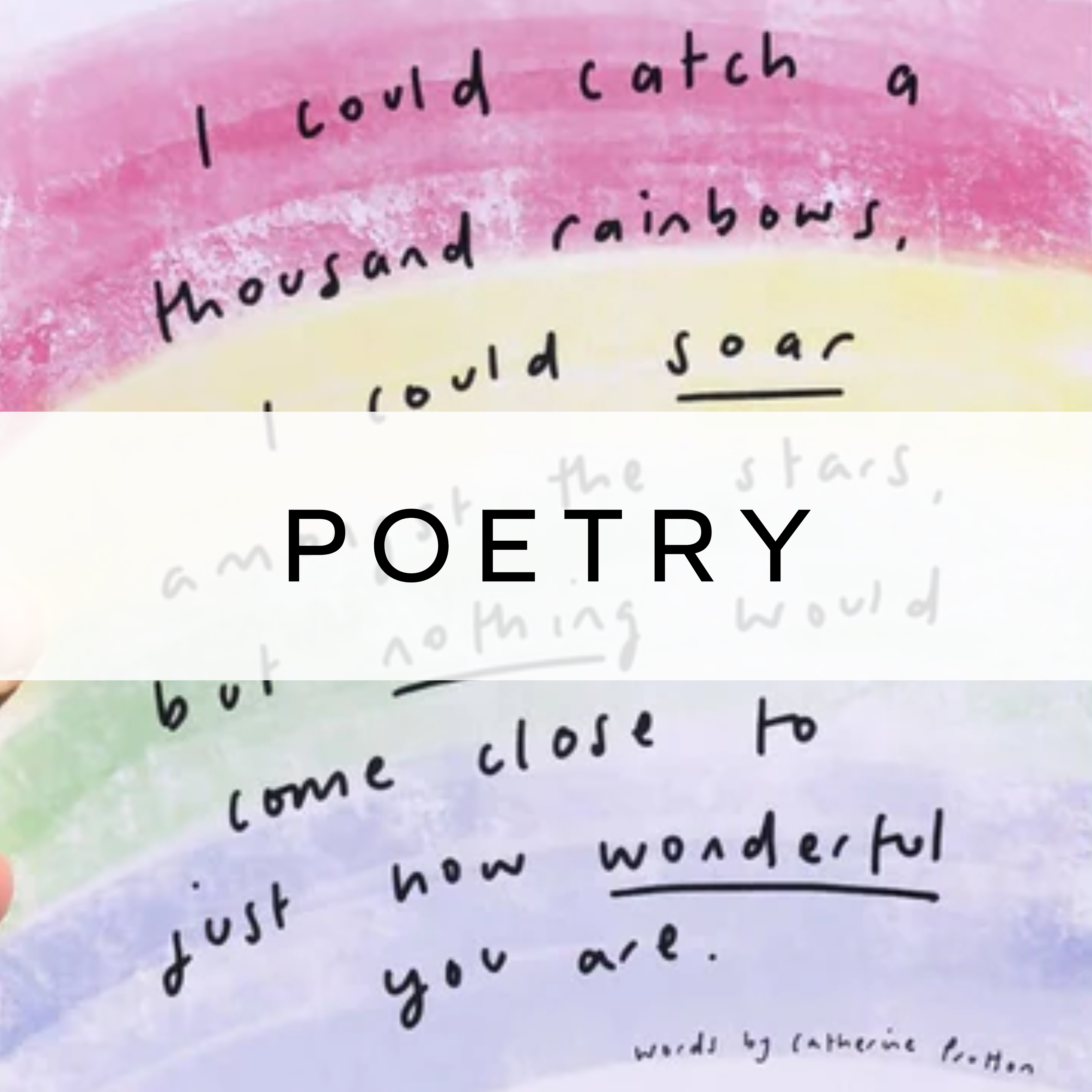 Poem in black writing with a soft pastel rainbow background, creating a serene and colorful contrast.