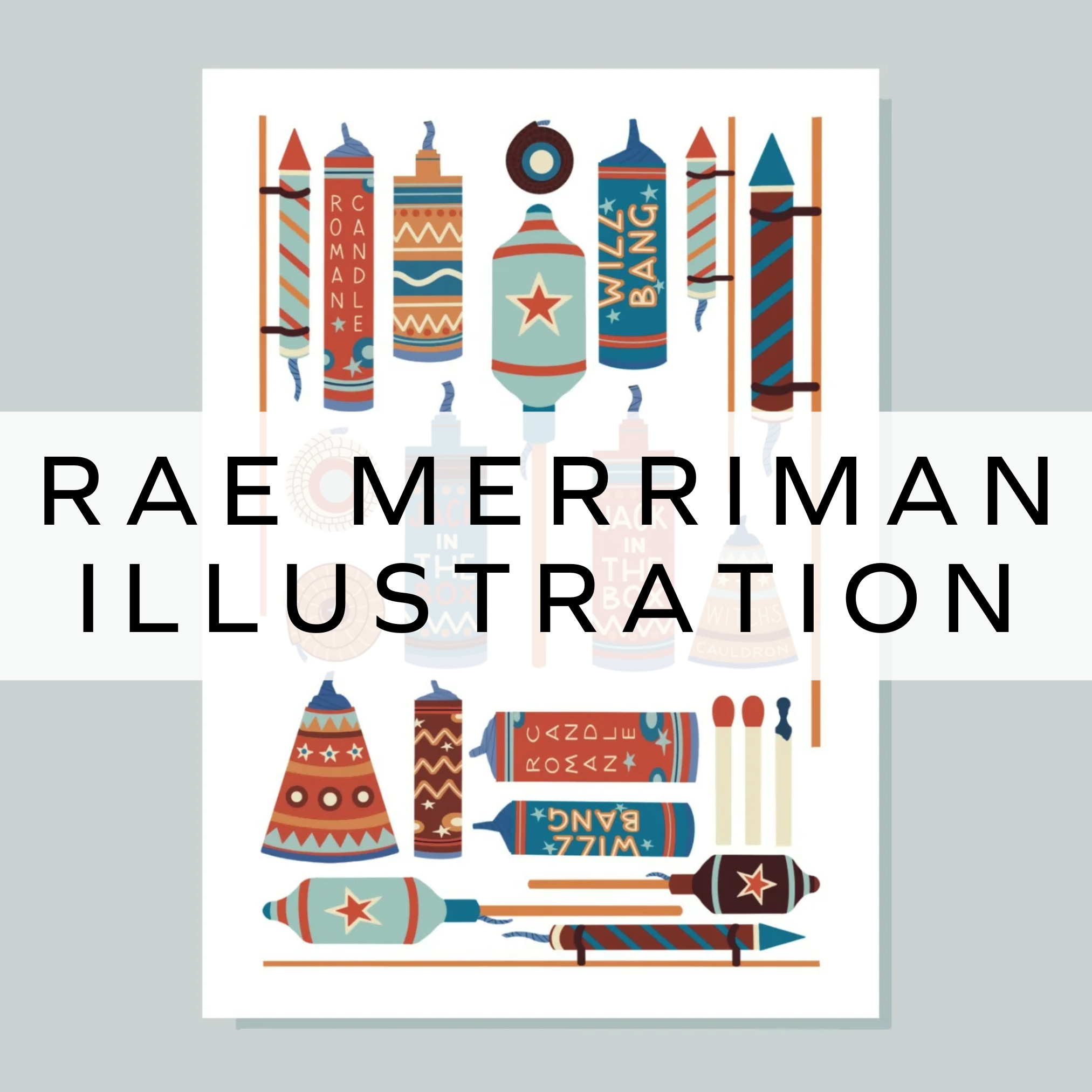 A print with illustrations of fire works.