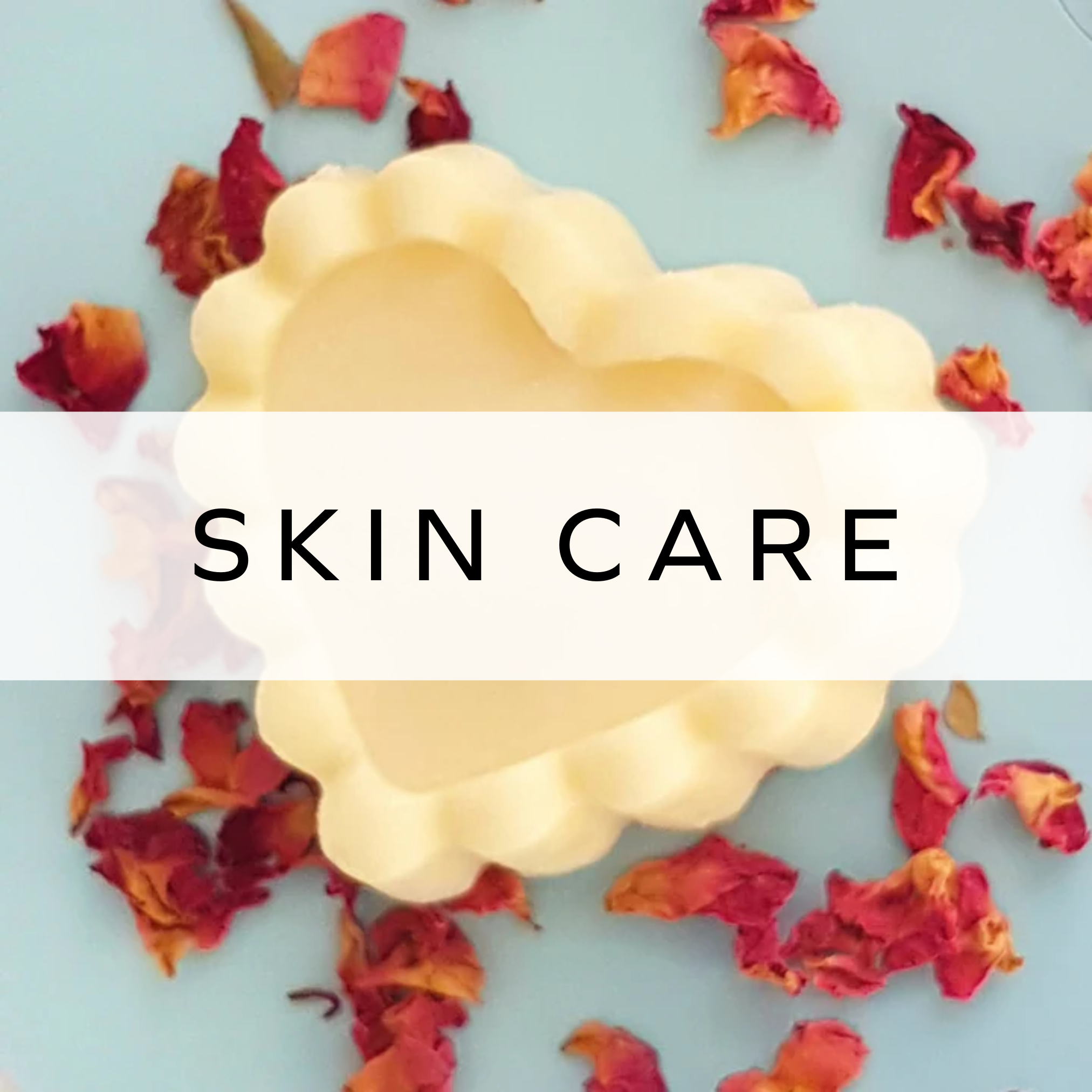 Heart-shaped moisturiser bar surrounded by delicate flower petals.