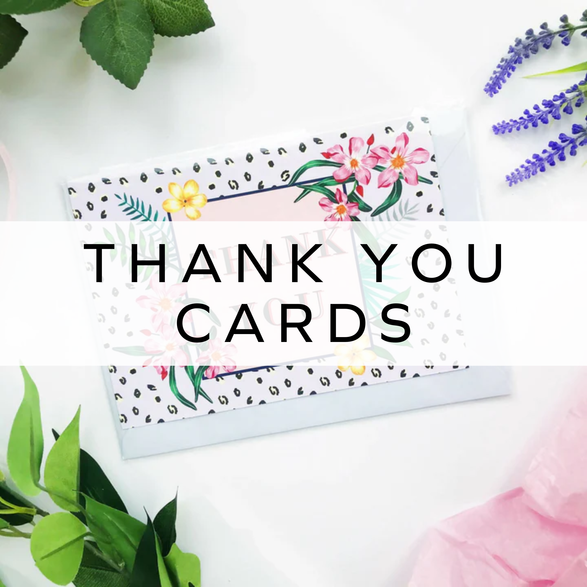 Thank you card featuring a black and white design with vibrant coloured flowers, offering a stylish and thoughtful way to express gratitude.