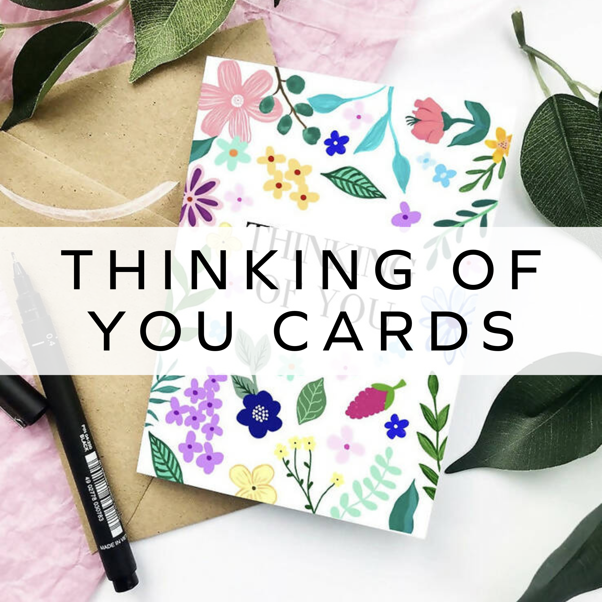 Floral Thinking of You card featuring soft, delicate flowers in vibrant colours, perfect for sending a thoughtful and caring message.