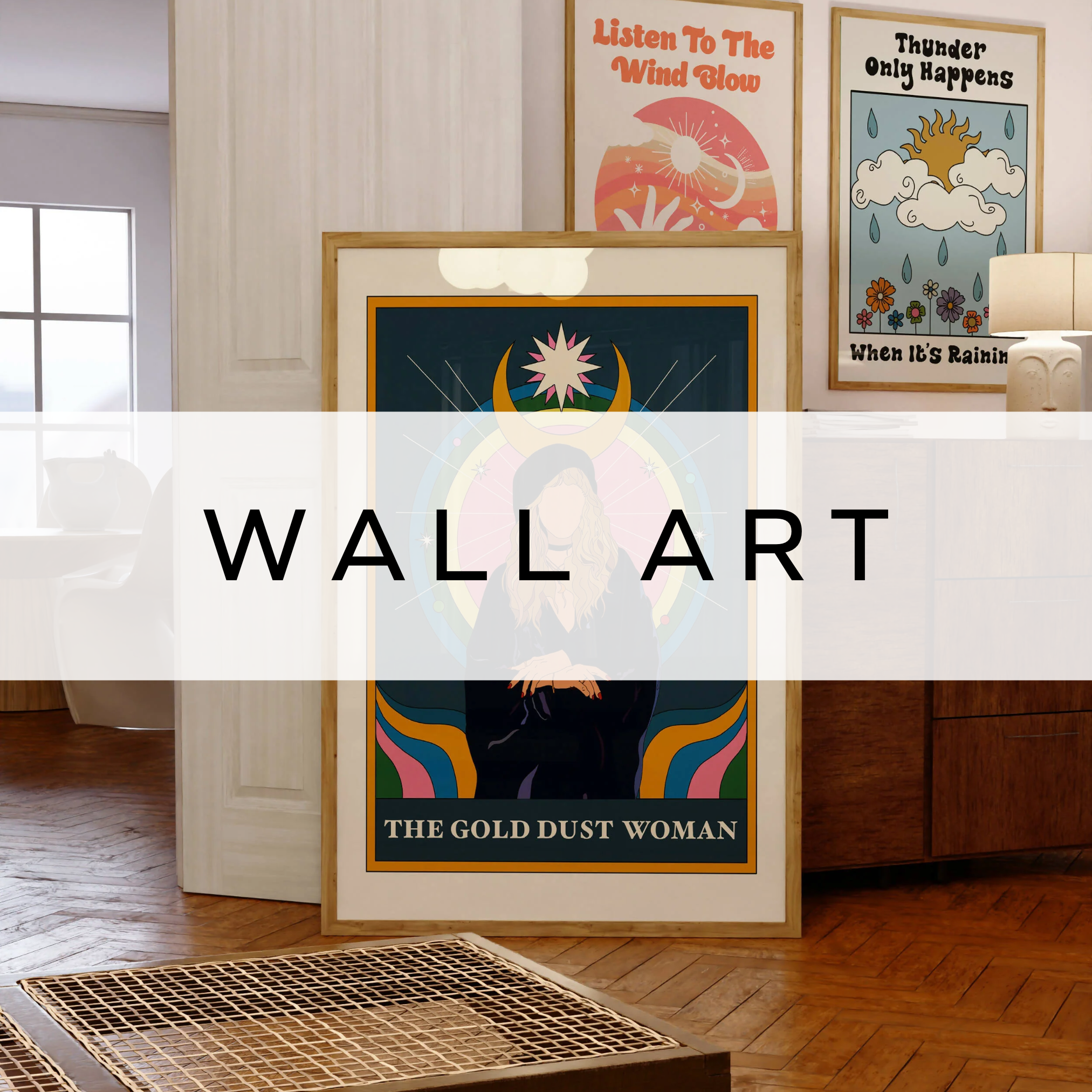 Framed tarot-style print of Stevie Nicks, capturing her mystical and iconic style, perfect for adding a touch of rock 'n' roll magic to any space.