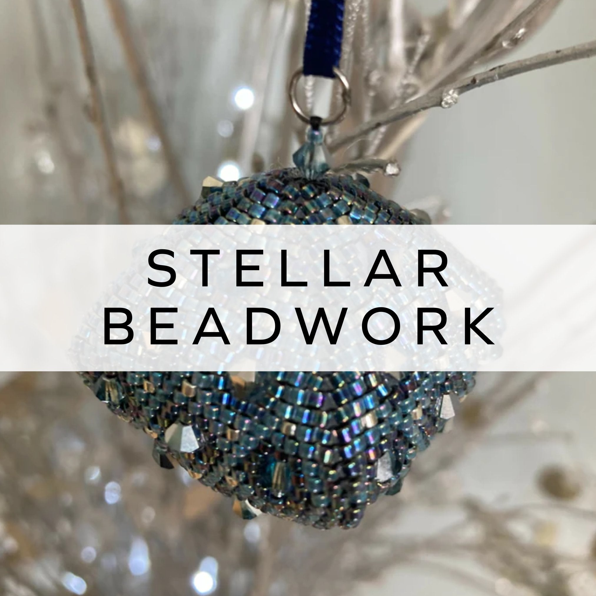 Elegant beaded hanging decoration in greys and silvers, diamond-shaped, handcrafted with precision for a stunning decorative touch.