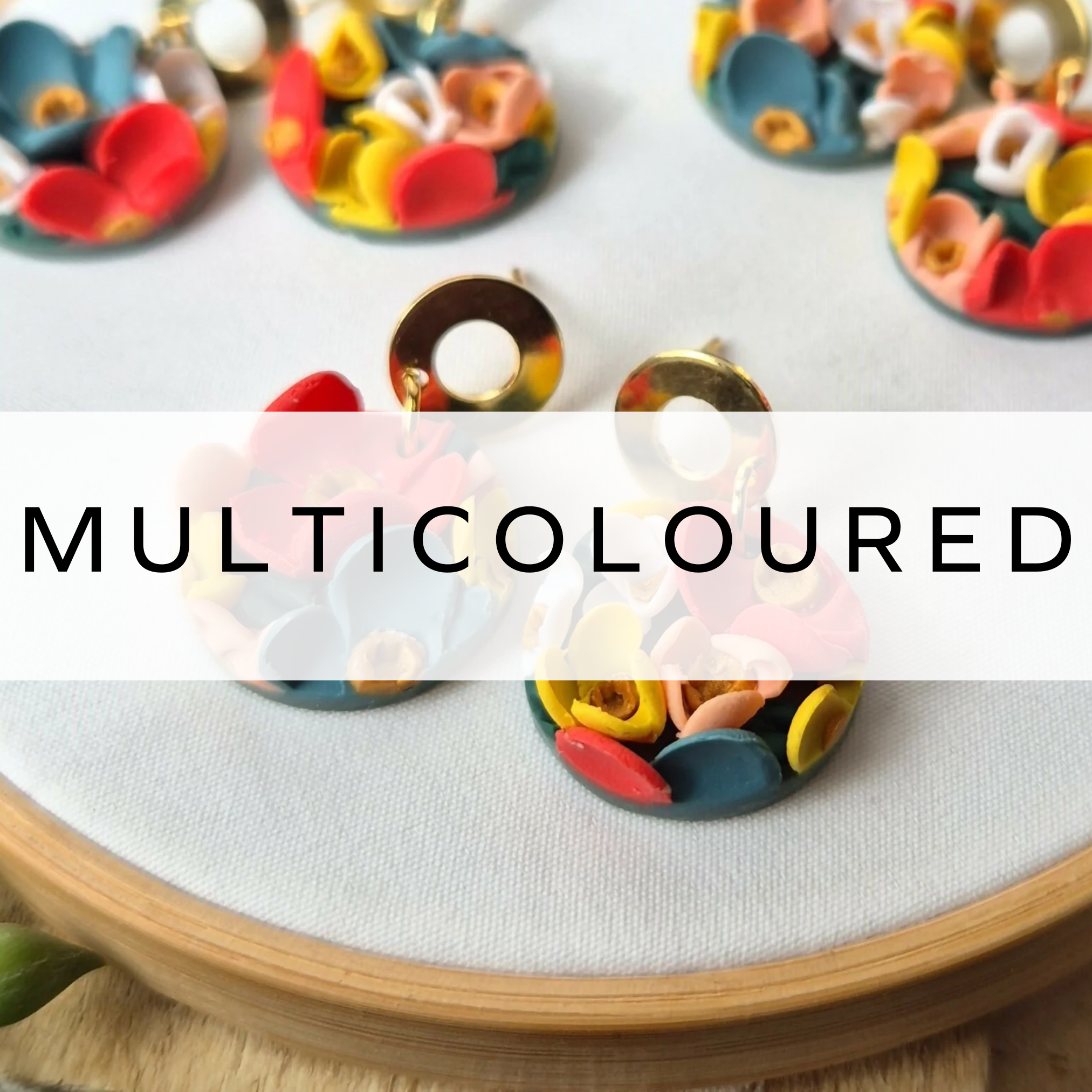 Multicoloured clay earrings with a playful, handcrafted design – bold and vibrant accessory.