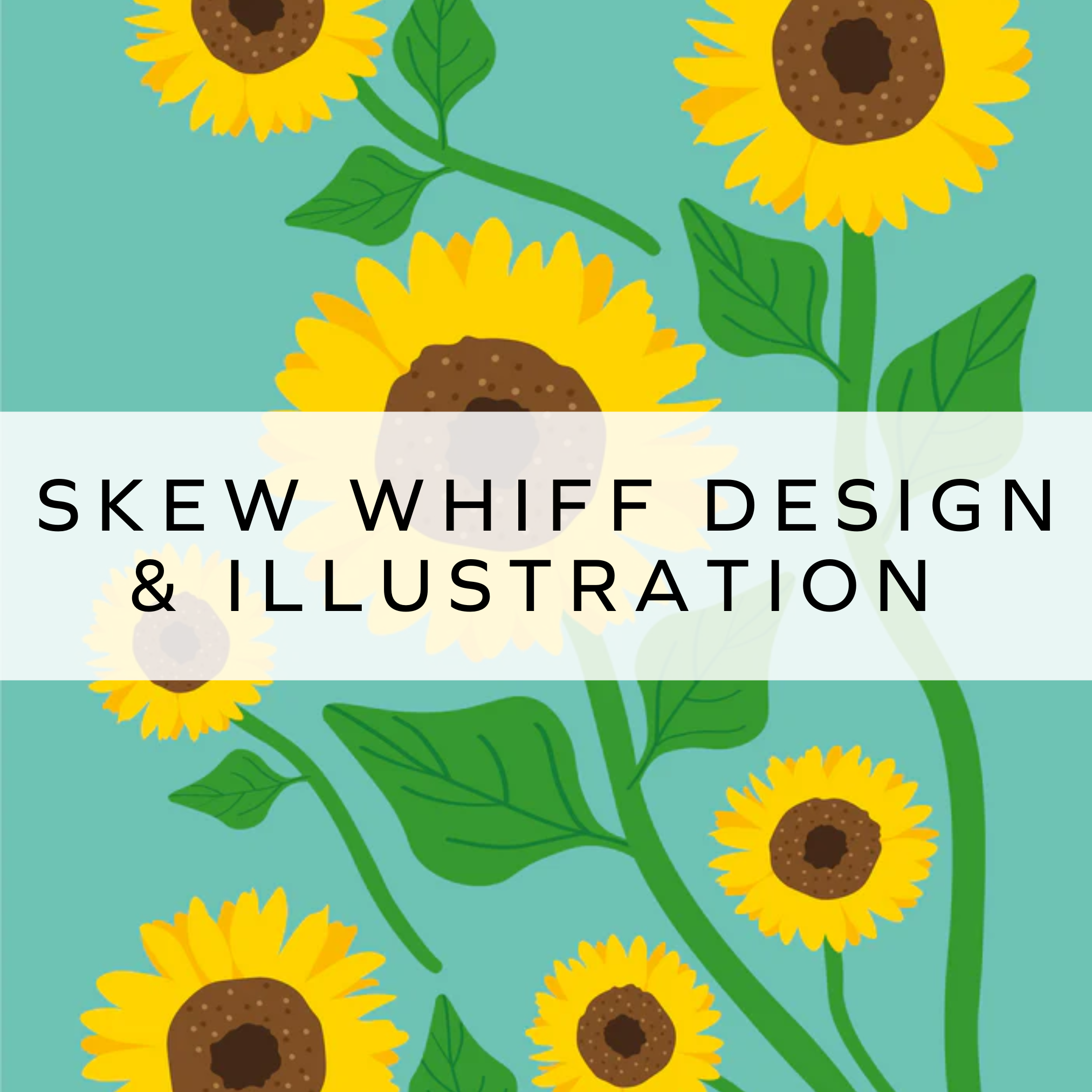 Bright blue print featuring digitally drawn sunflowers in vibrant yellow, creating a bold and cheerful design that captures the essence of nature's beauty.