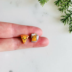 Beer & Pizza Mismatched Stud Earrings