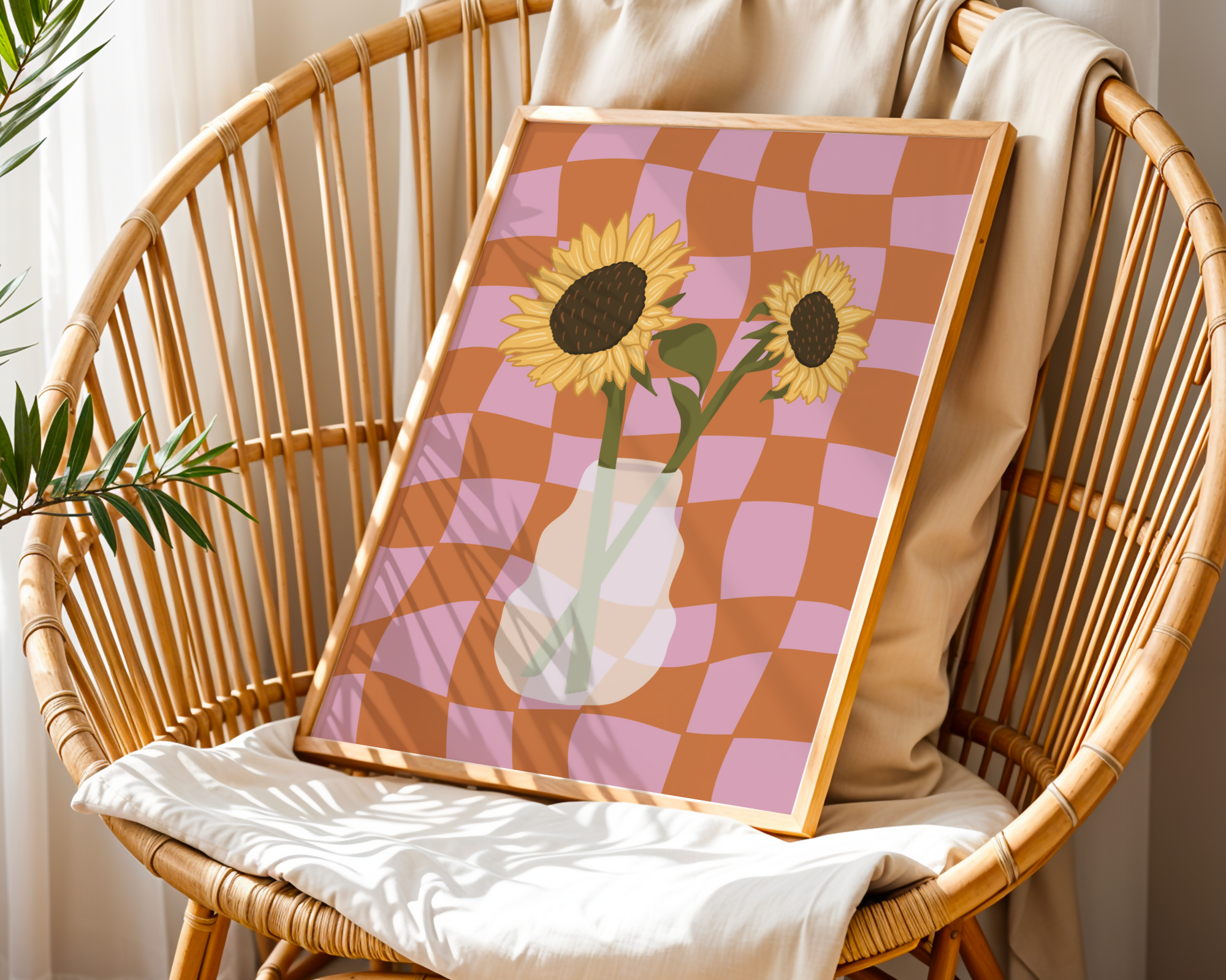 Sunflower Vase Print in Orange