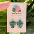 Green & Gold Faux Stone Shell Dangle Handmade Polymer Clay Earrings