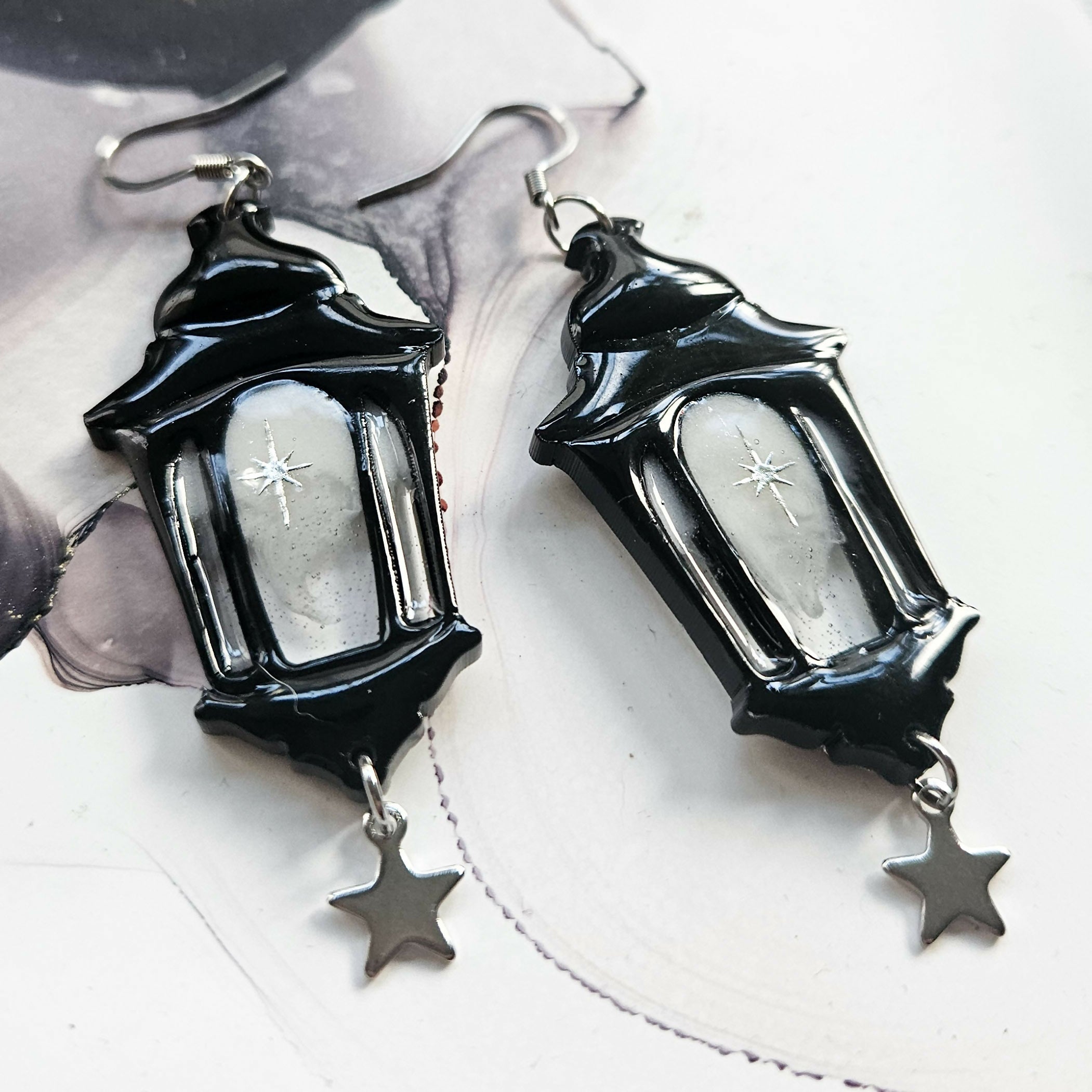 Handmade Gothic Lantern Resin Earrings