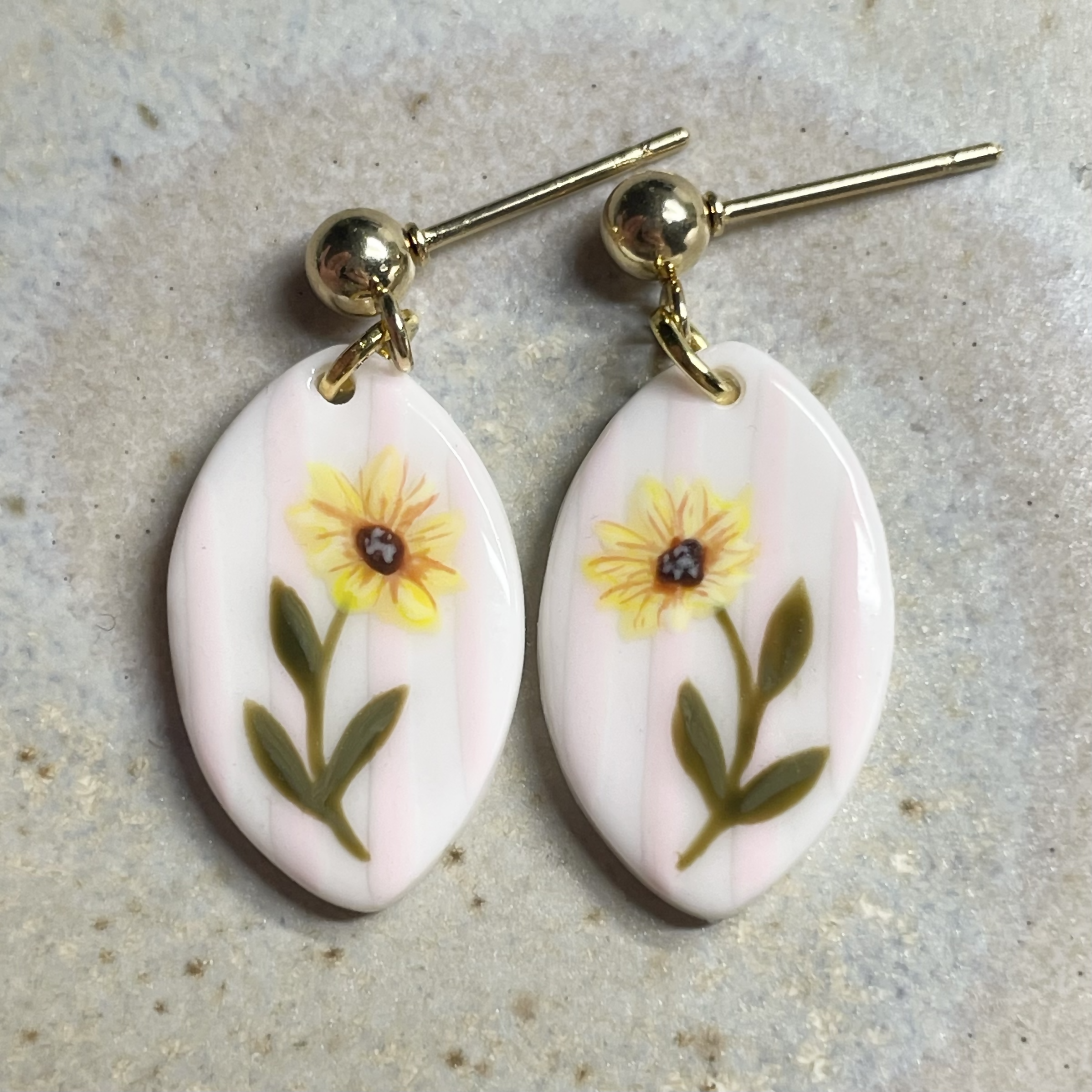 Polymer Clay Earrings With Gold Plated Fastenings