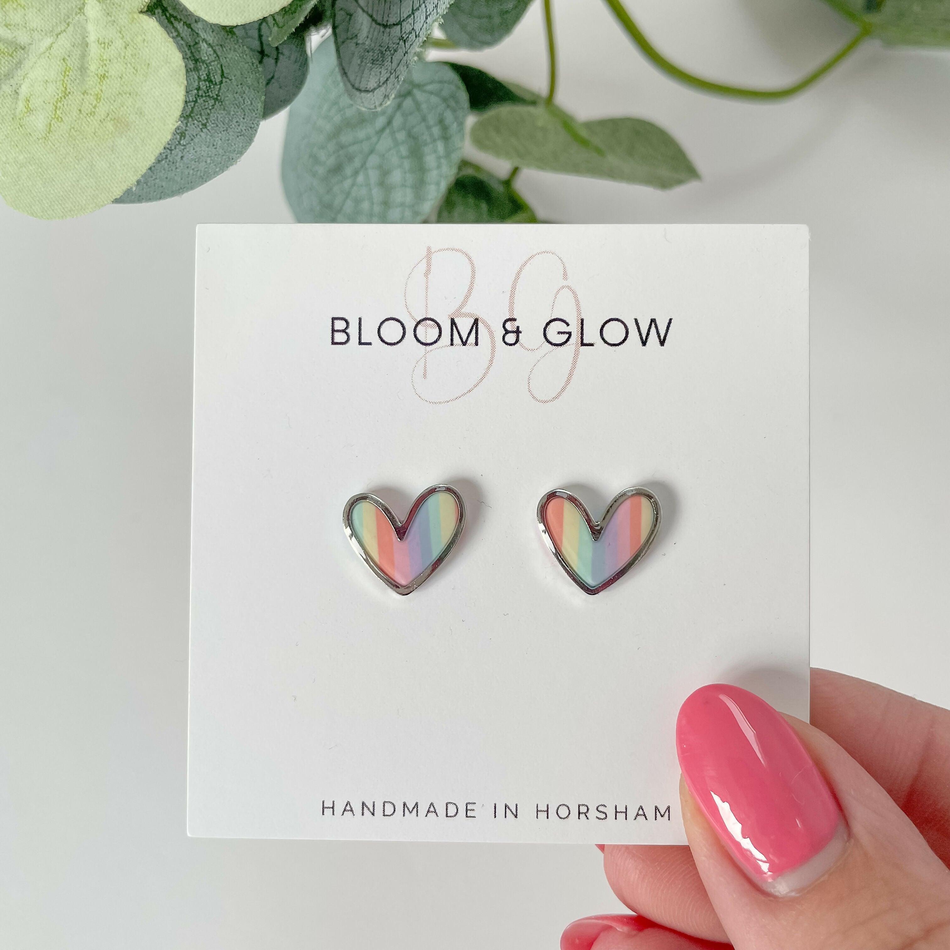 Pastel Rainbow Heart Studs - Handmade & Hypoallergenic | Art & Soul
