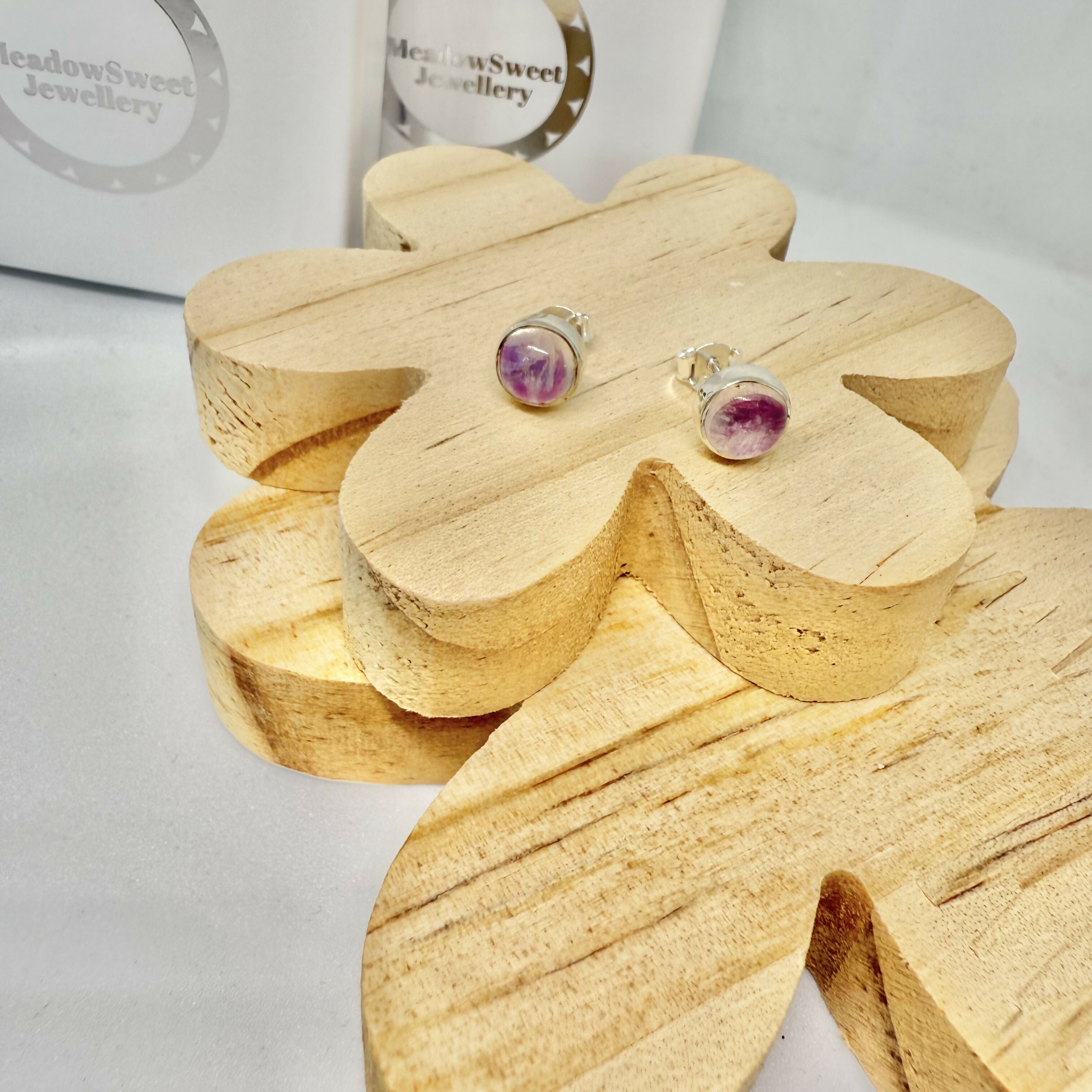 PINK MOONSTONE STUD EARRINGS
