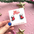 Christmas Red And White Stocking Stud Earrings