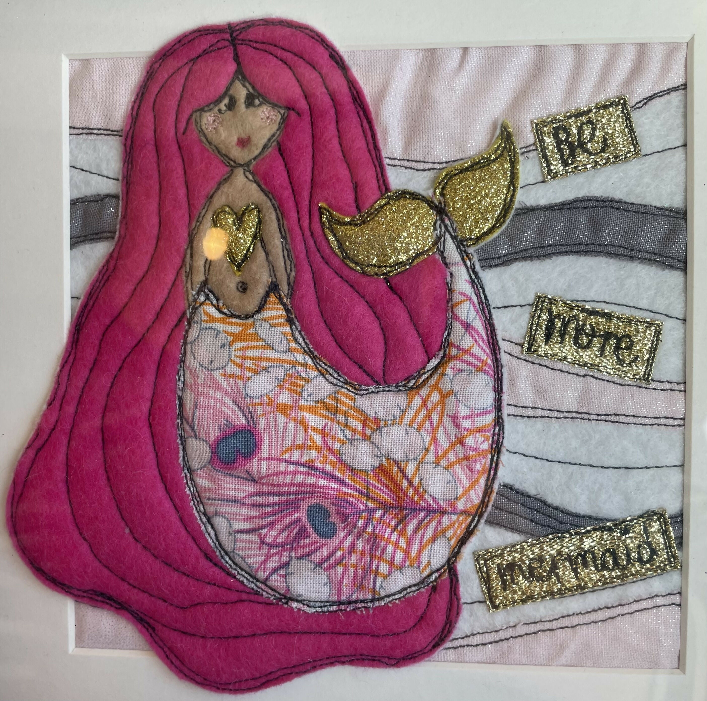 Mermaid Original Framed Textile Art