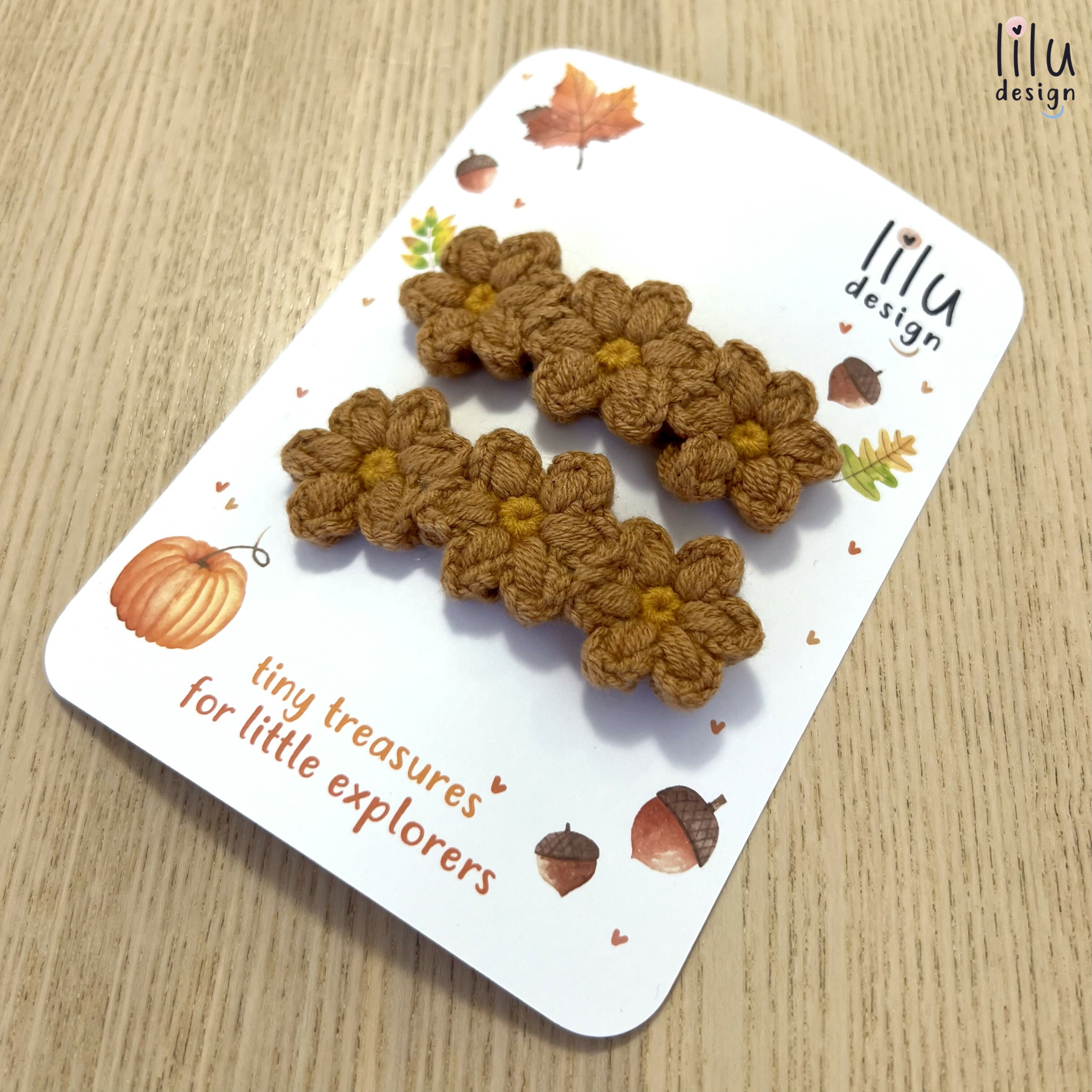 Crochet Hair Clip Set - Three Daisies