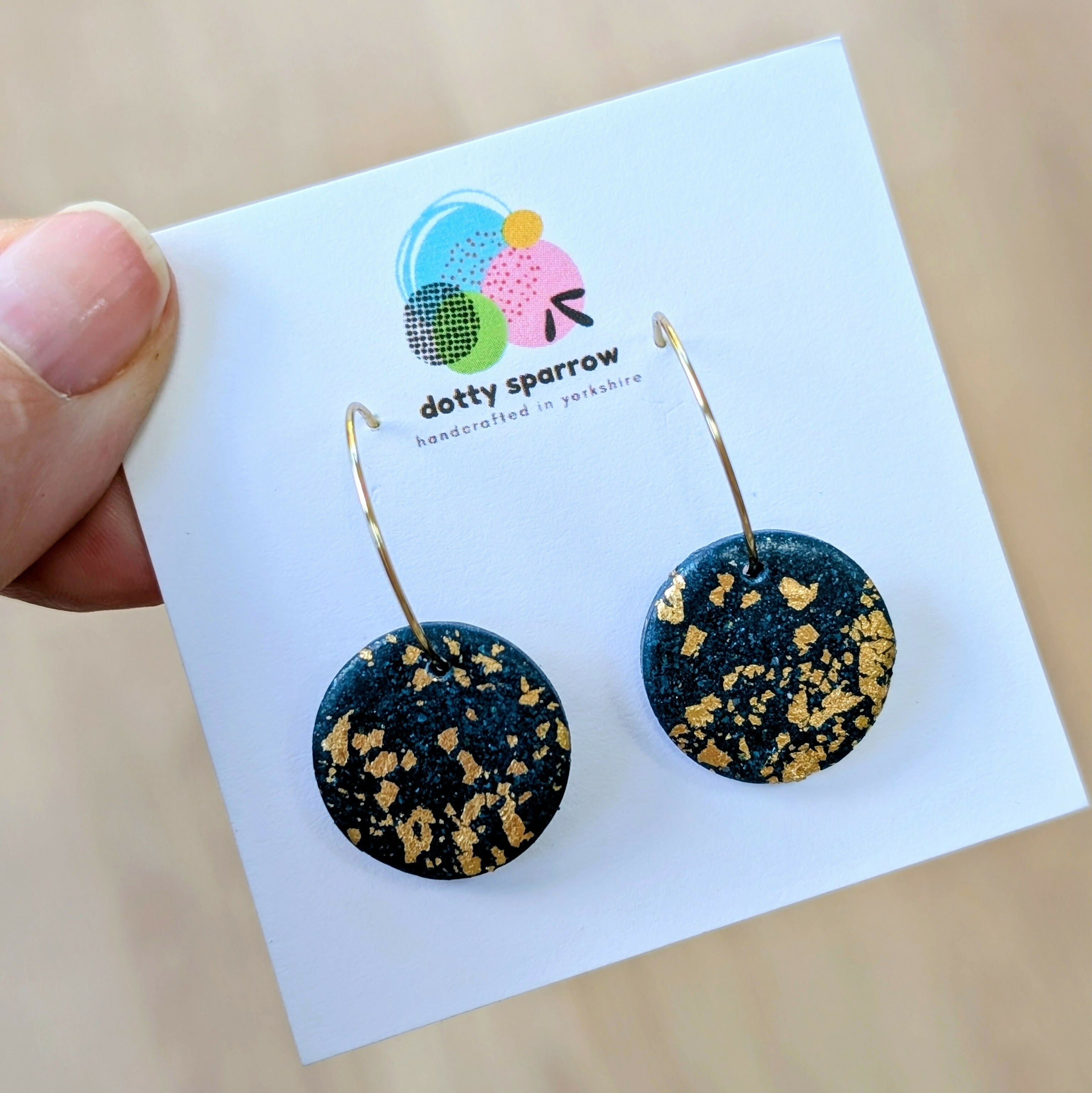 Touch of Sparkle Circle Hoop Handmade Polymer Clay Earrings