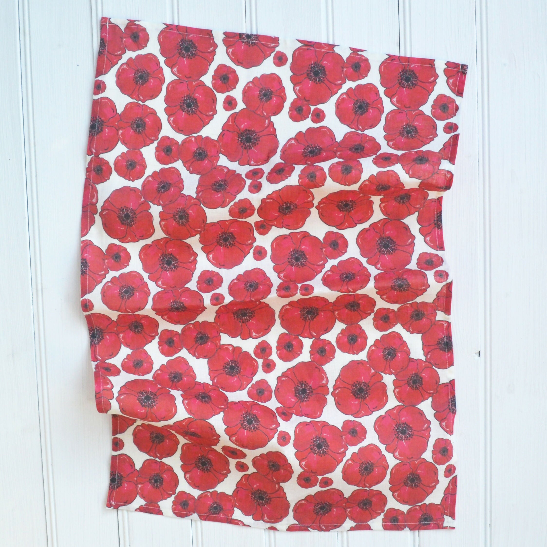 Linen Tea Towel Poppies