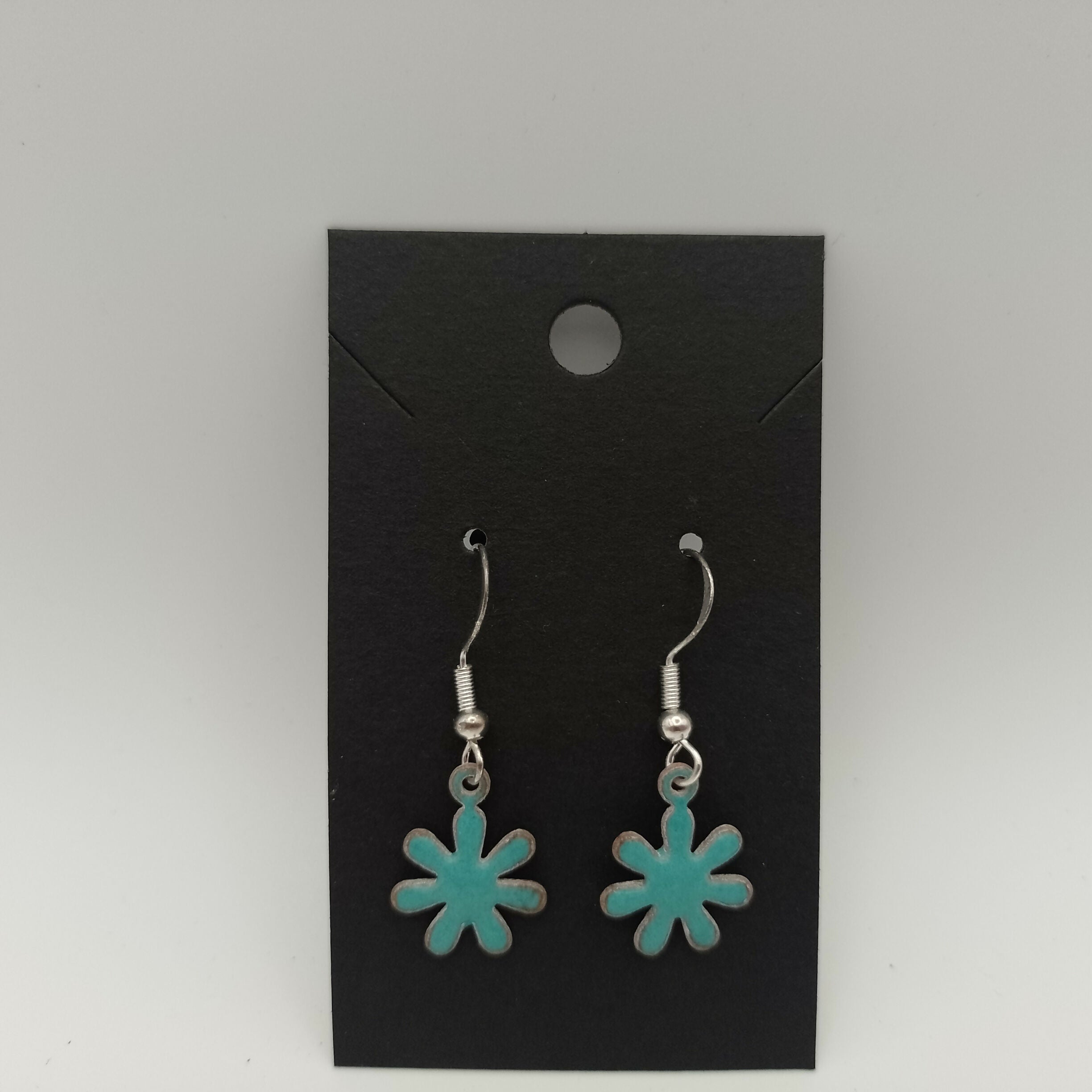 Blue Enamel Flower Earrings