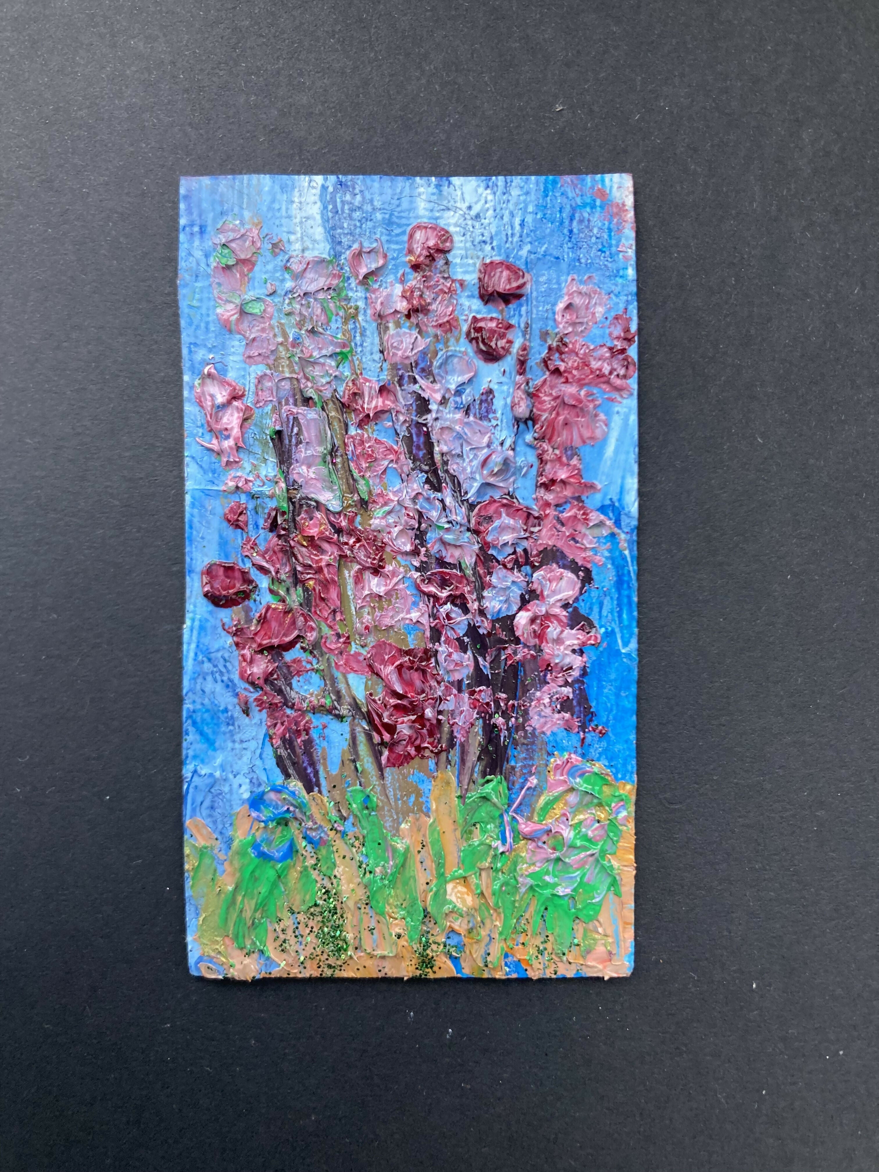 Close Up Heather - Oil Painted Mini Canvas Fridge Magnet