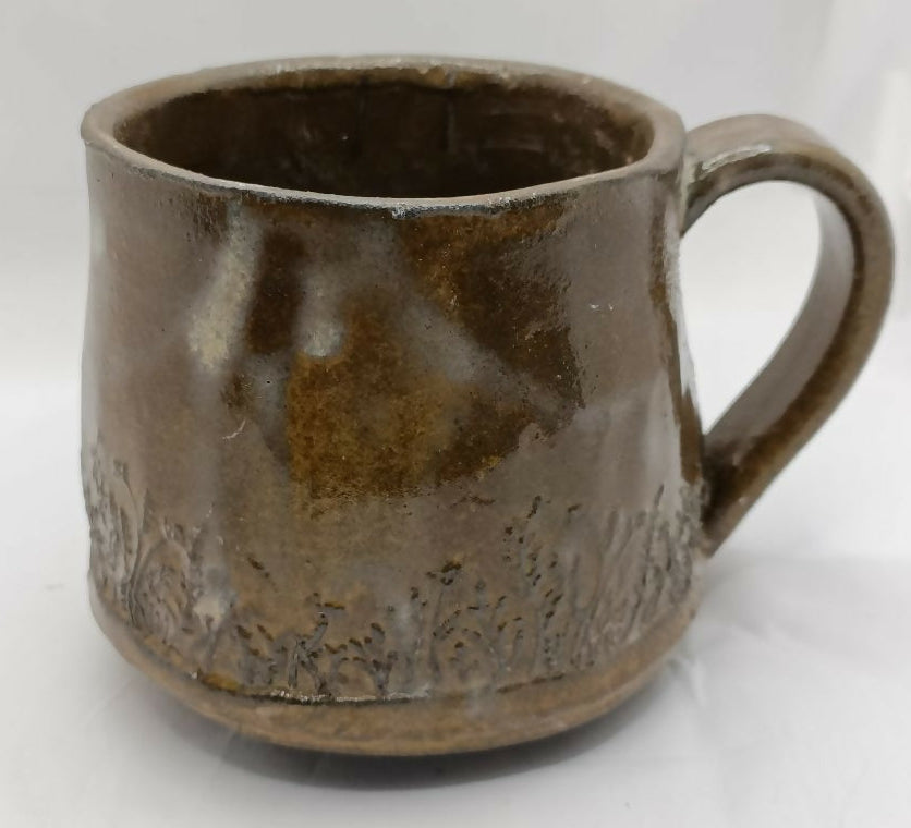 Hand Built Stoneware Flower Meadow Mug