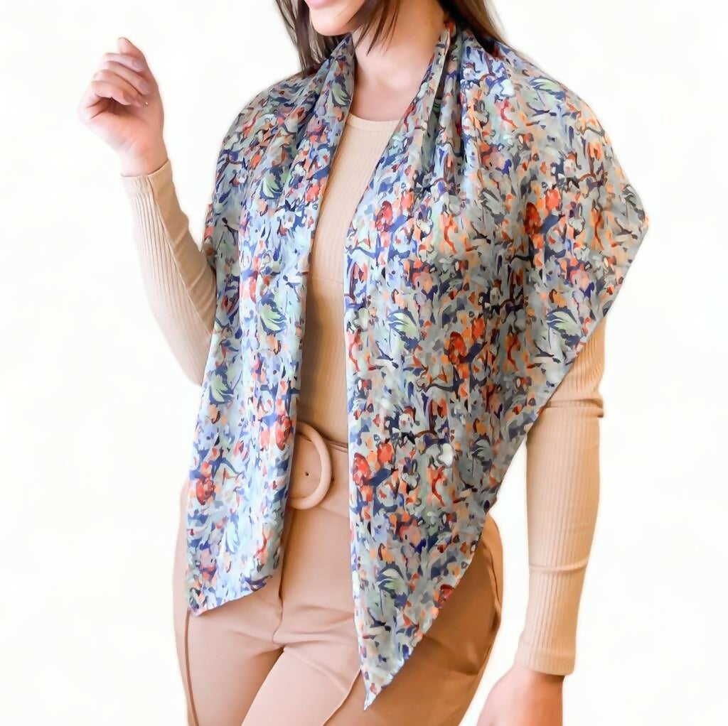 Large Square Silk Scarf | Elegant Versatility | Art & Soul