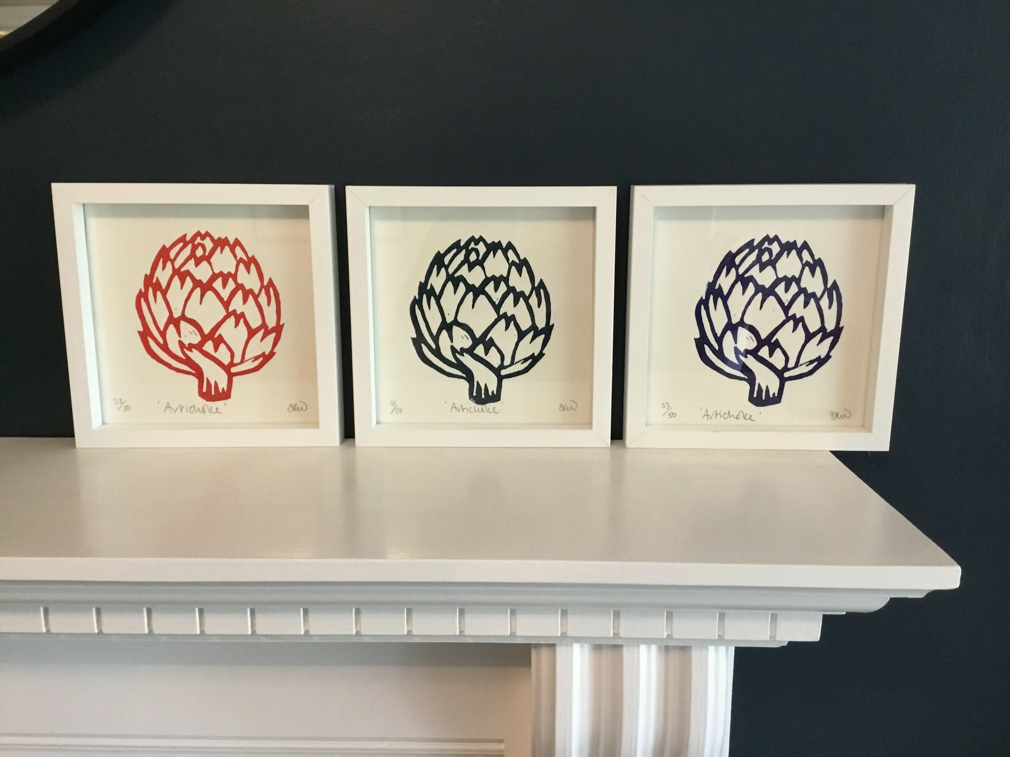 Artichoke Print Framed Lino Cut Print