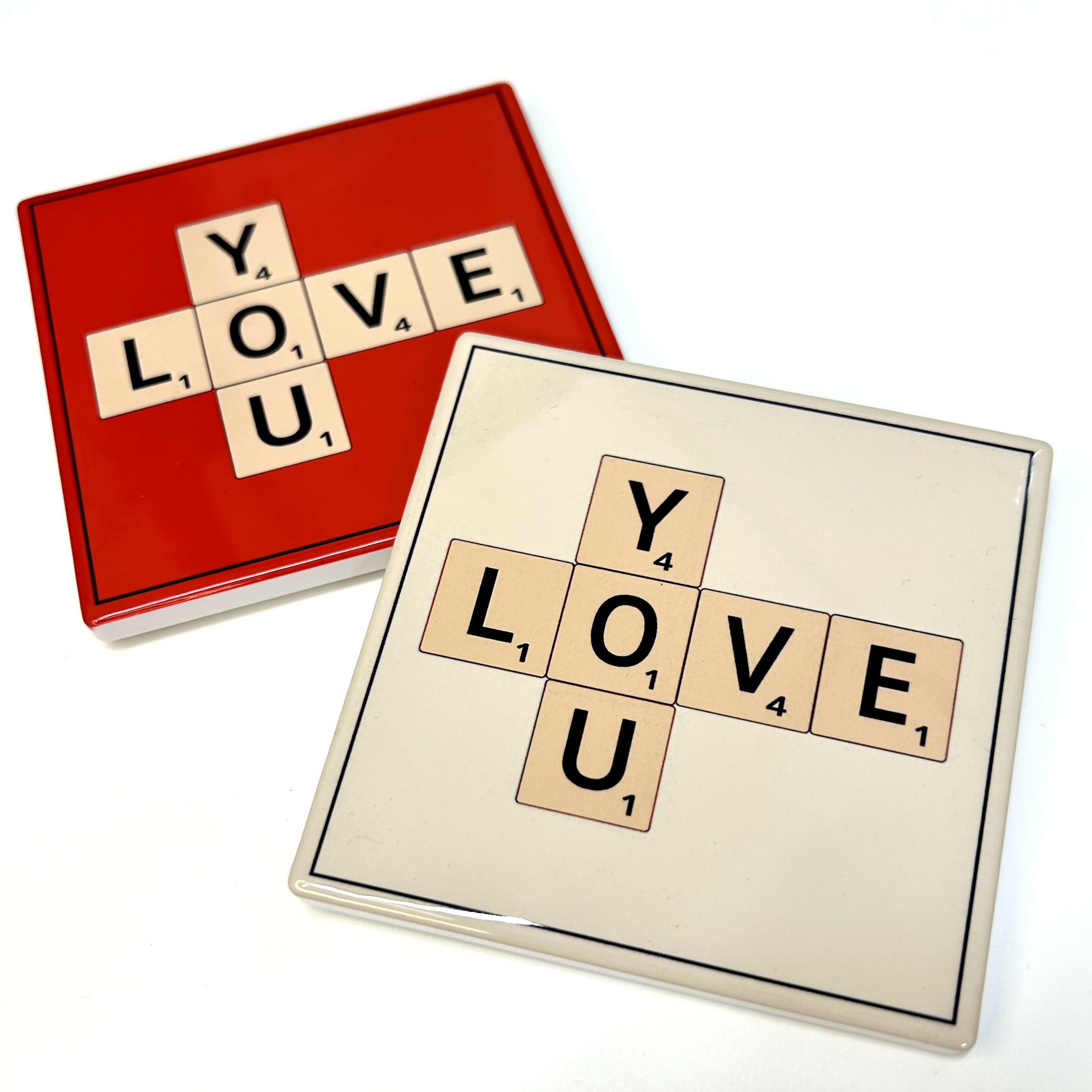 Scrabble Love You (Red) | Hand-Painted Decor | Art & Soul