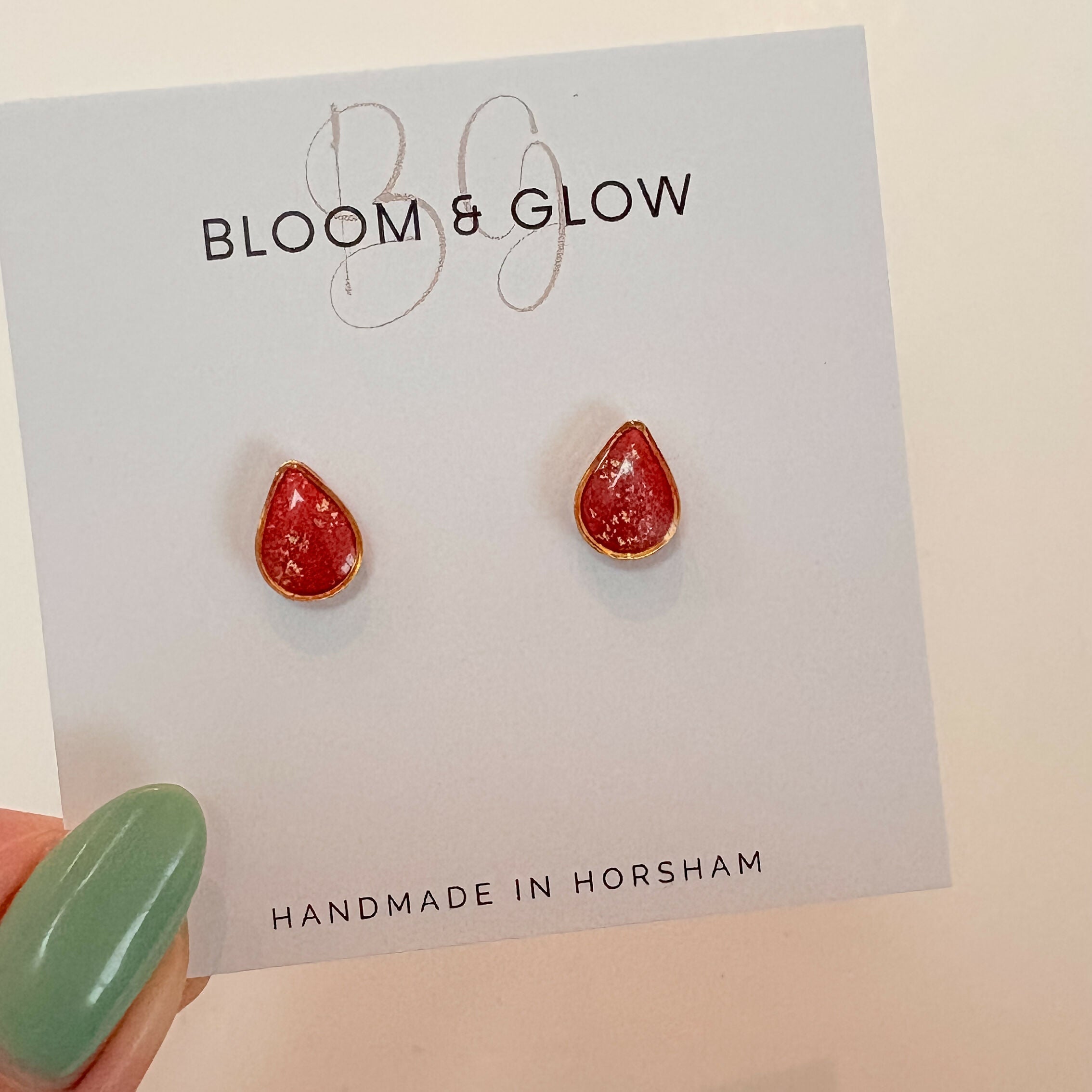 Red Crystal Effect Stud Earrings