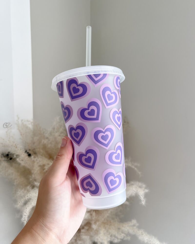 Retro Hearts 24oz Cold Cup