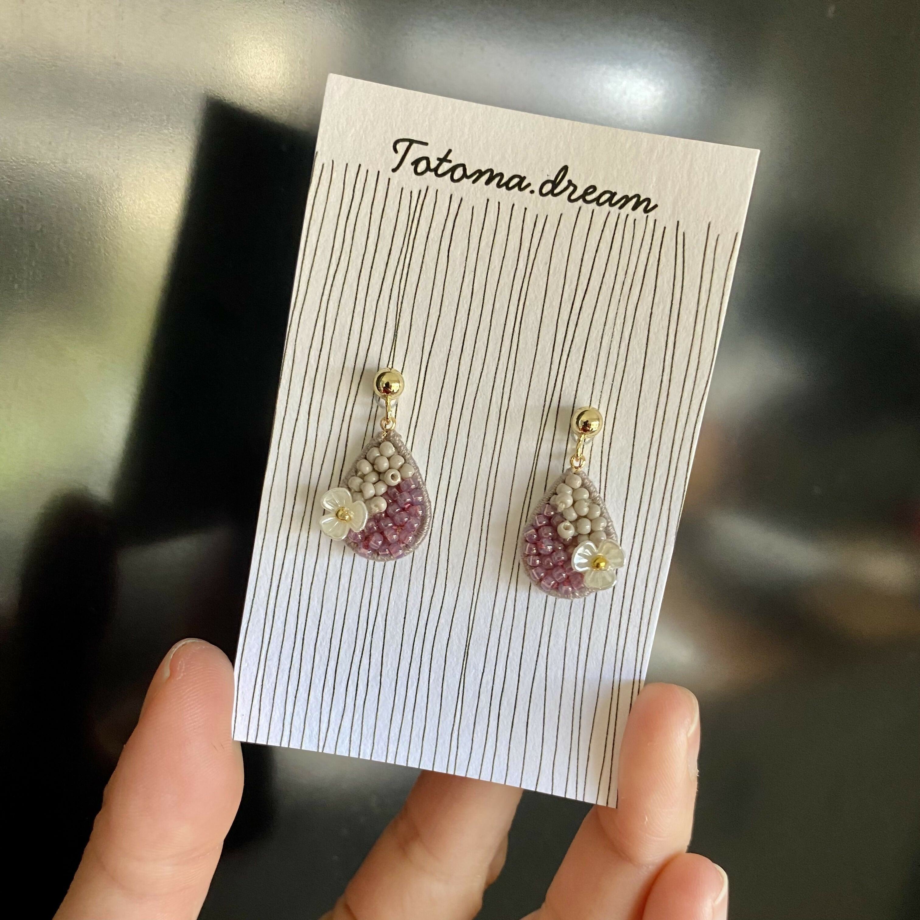 Pendant Crystal Embroidery Earrings (Waterdrop)