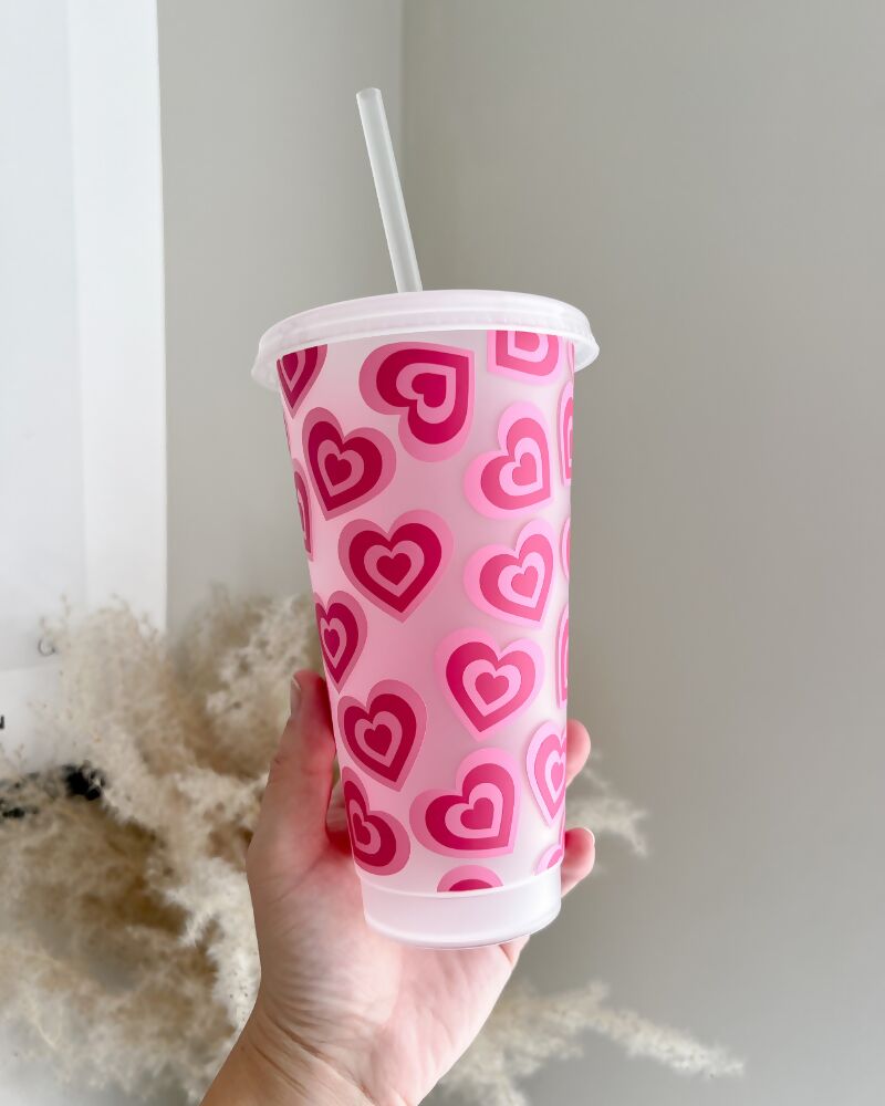 Retro Hearts 24oz Cold Cup